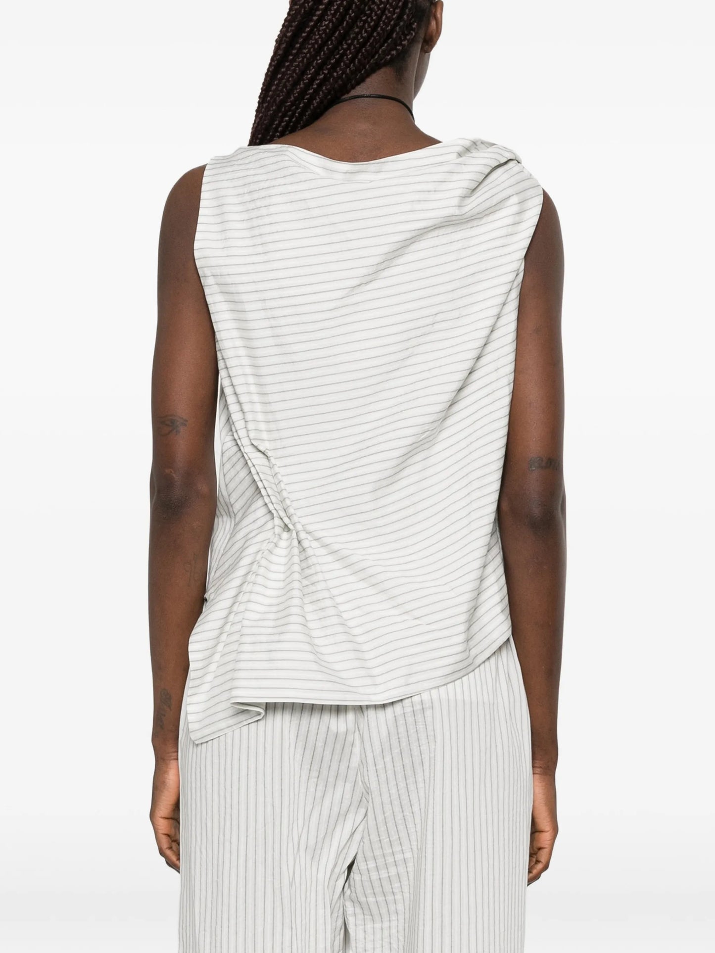 draped striped blouse