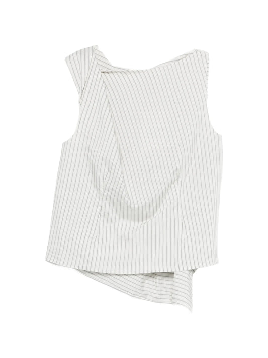 draped striped blouse
