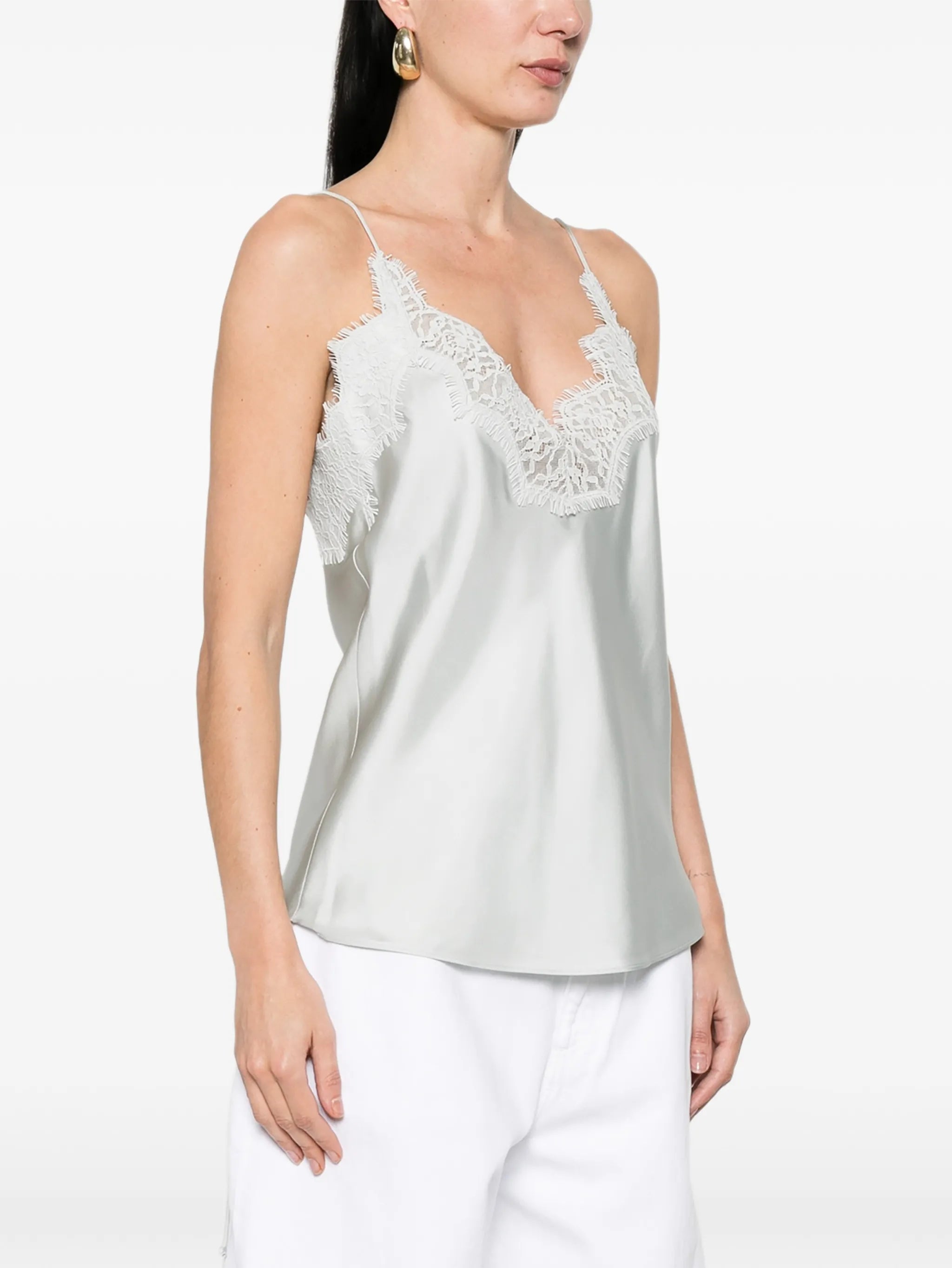 lace-trim silk top