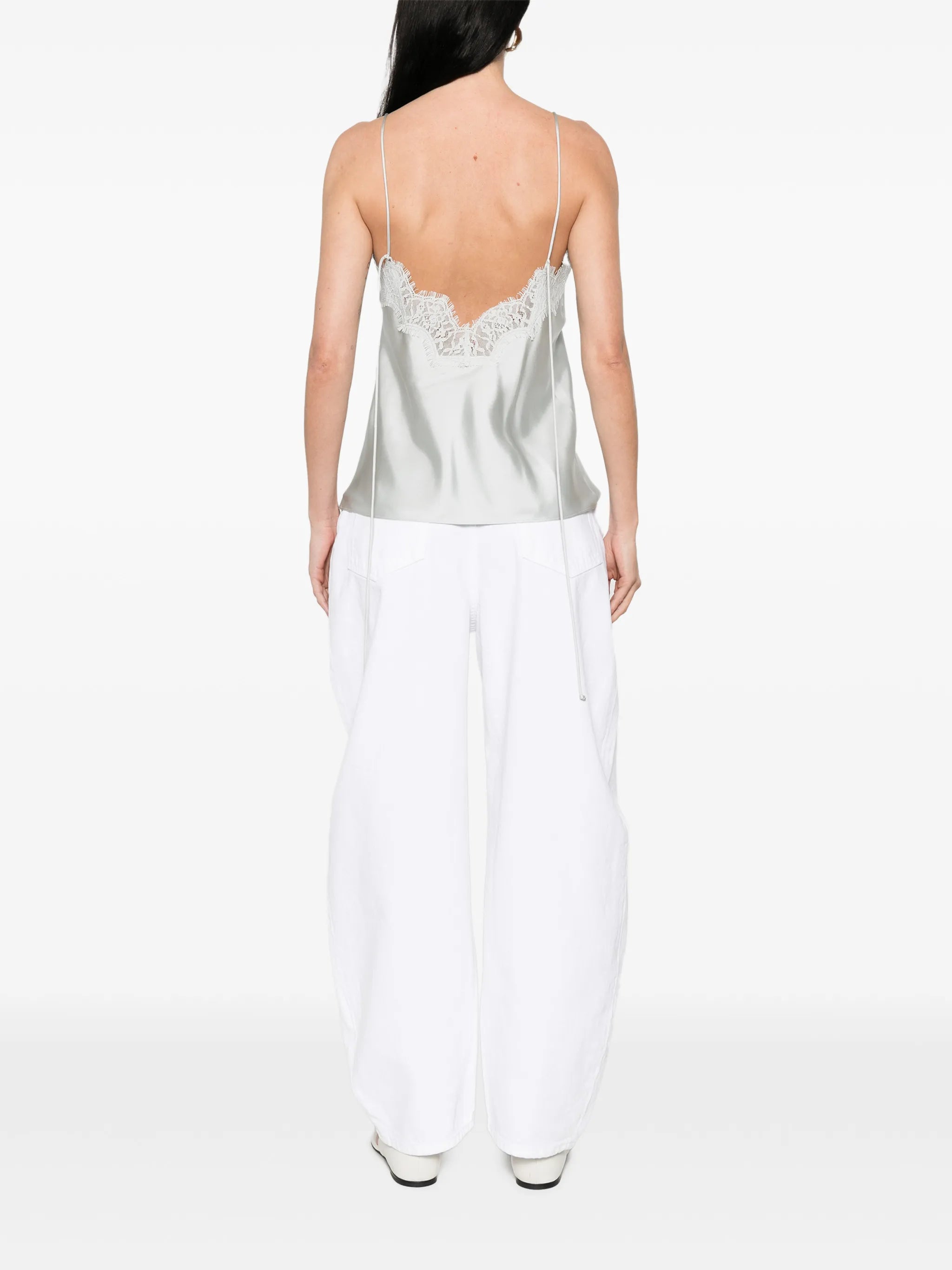 lace-trim silk top