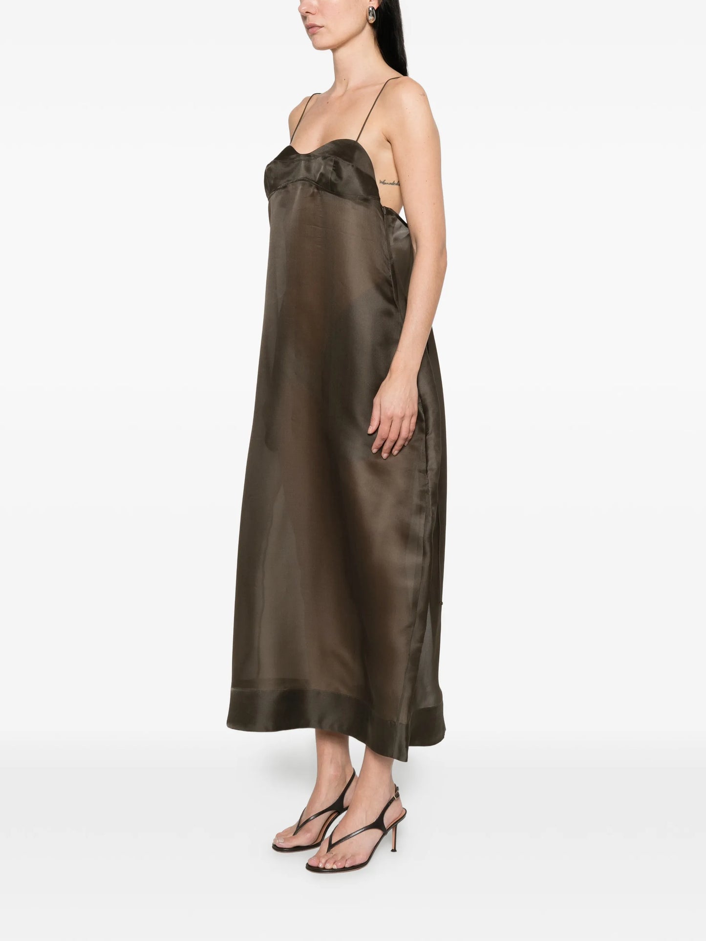 bustier sheer midi dress