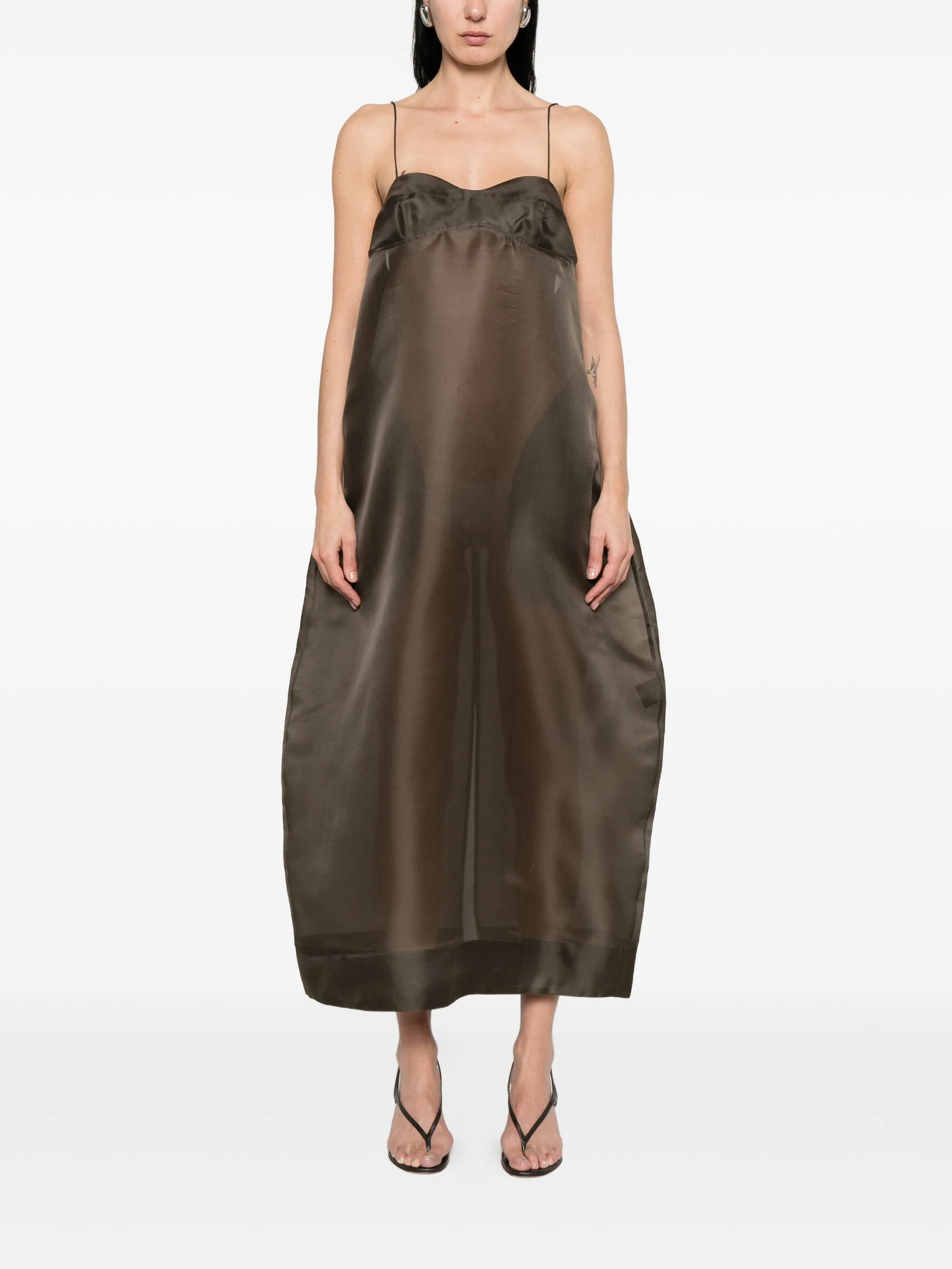 bustier sheer midi dress