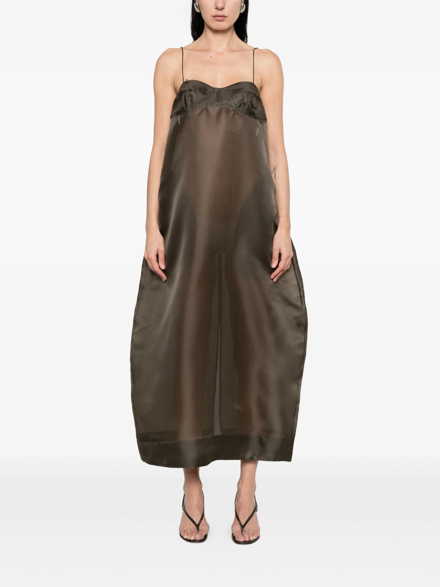 bustier sheer midi dress
