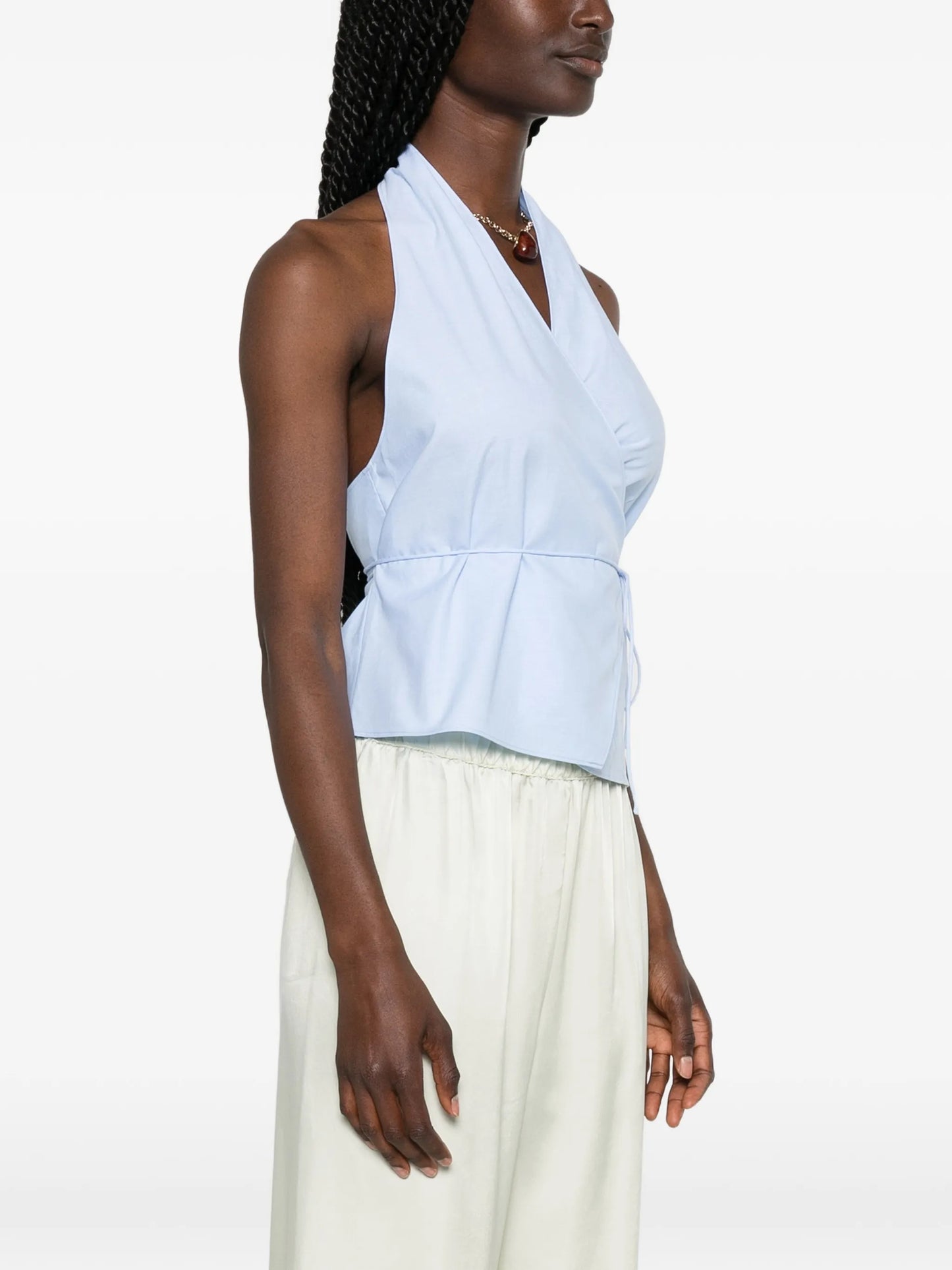 Oxford wrap top