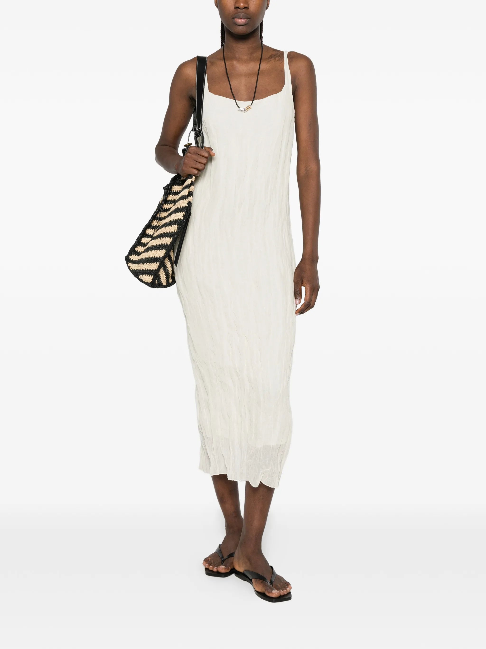 textured square-neck dress