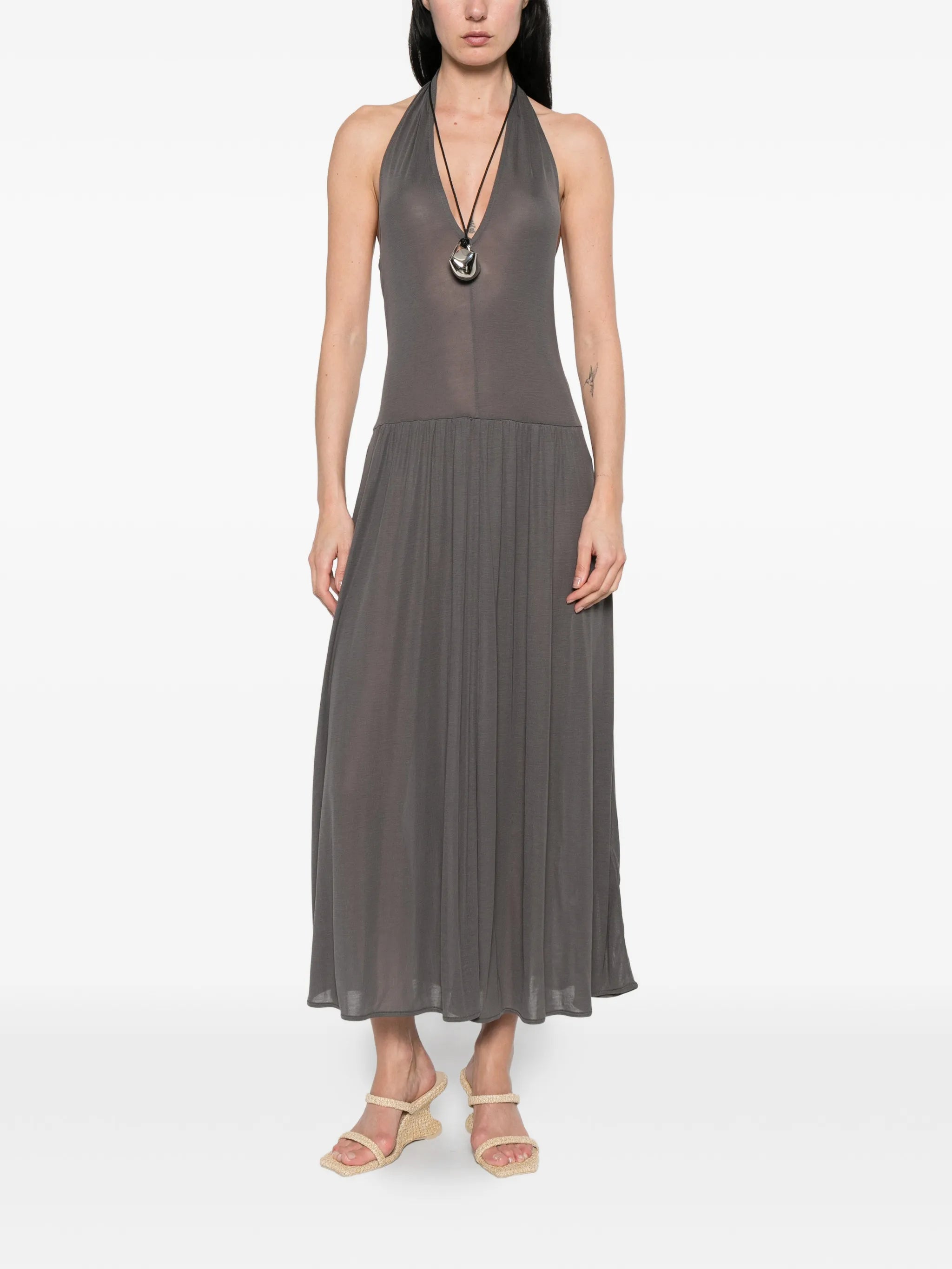 V-neck midi dress
