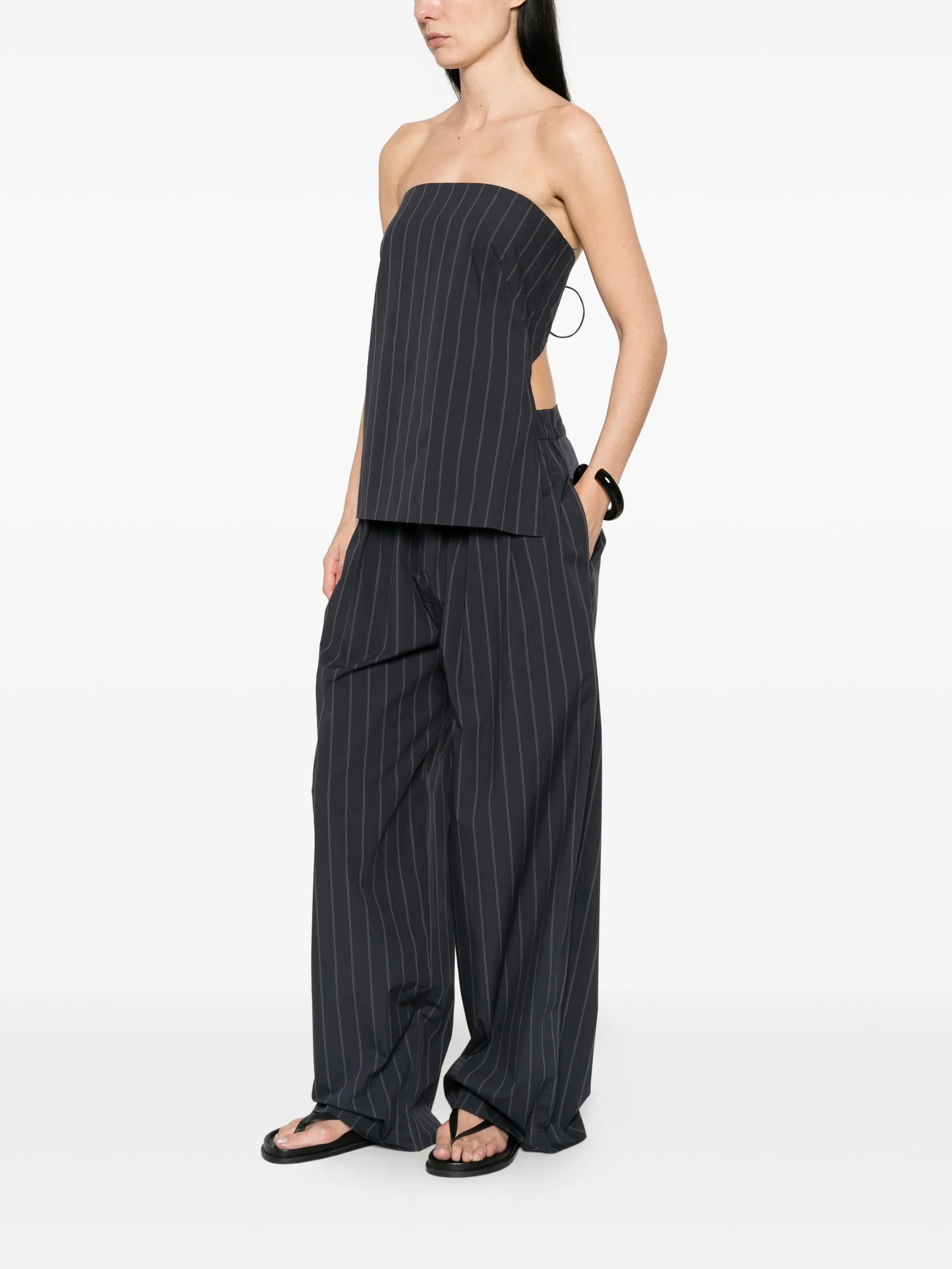 strapless striped top