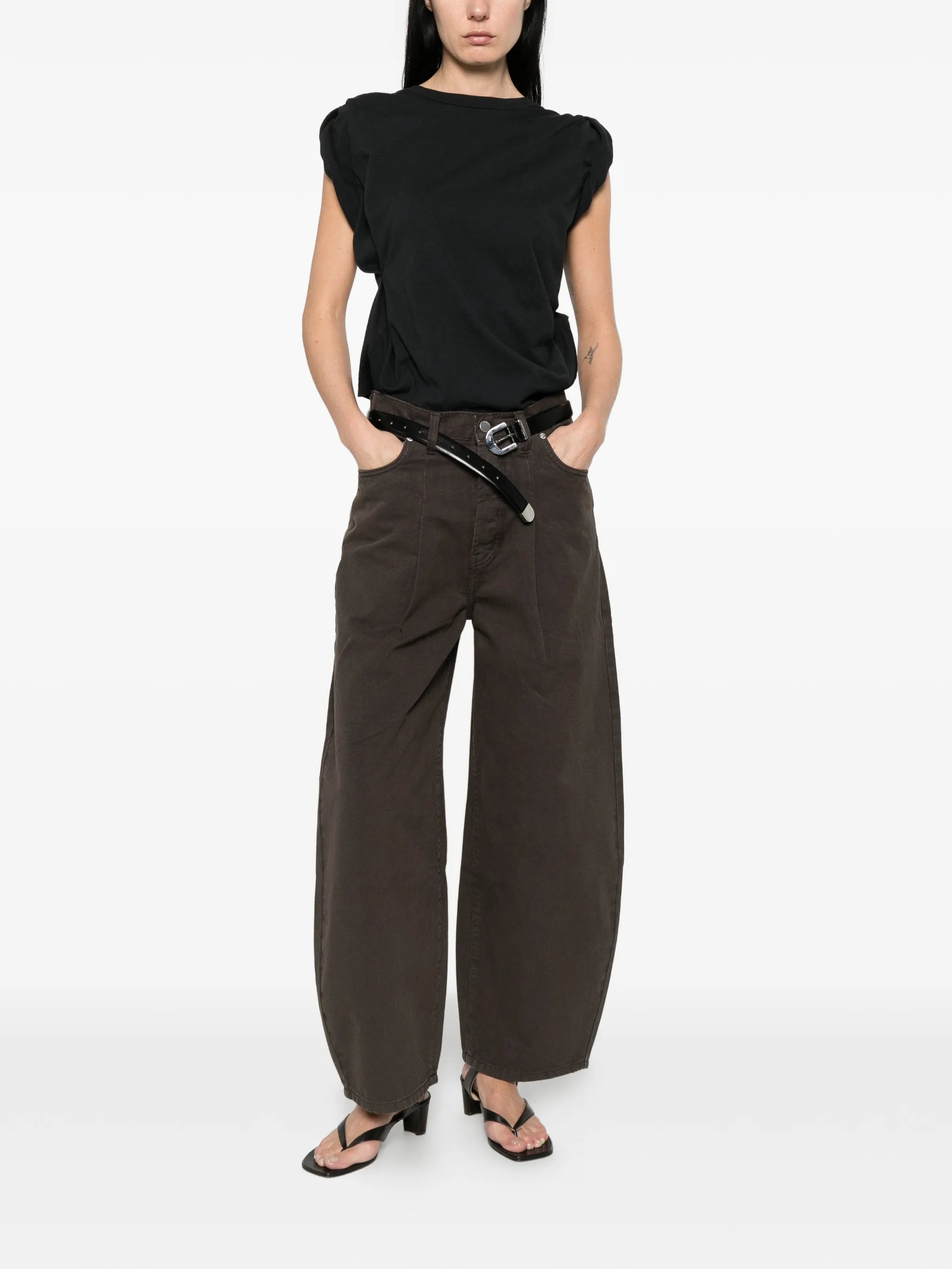 barrel mid-rise jeans