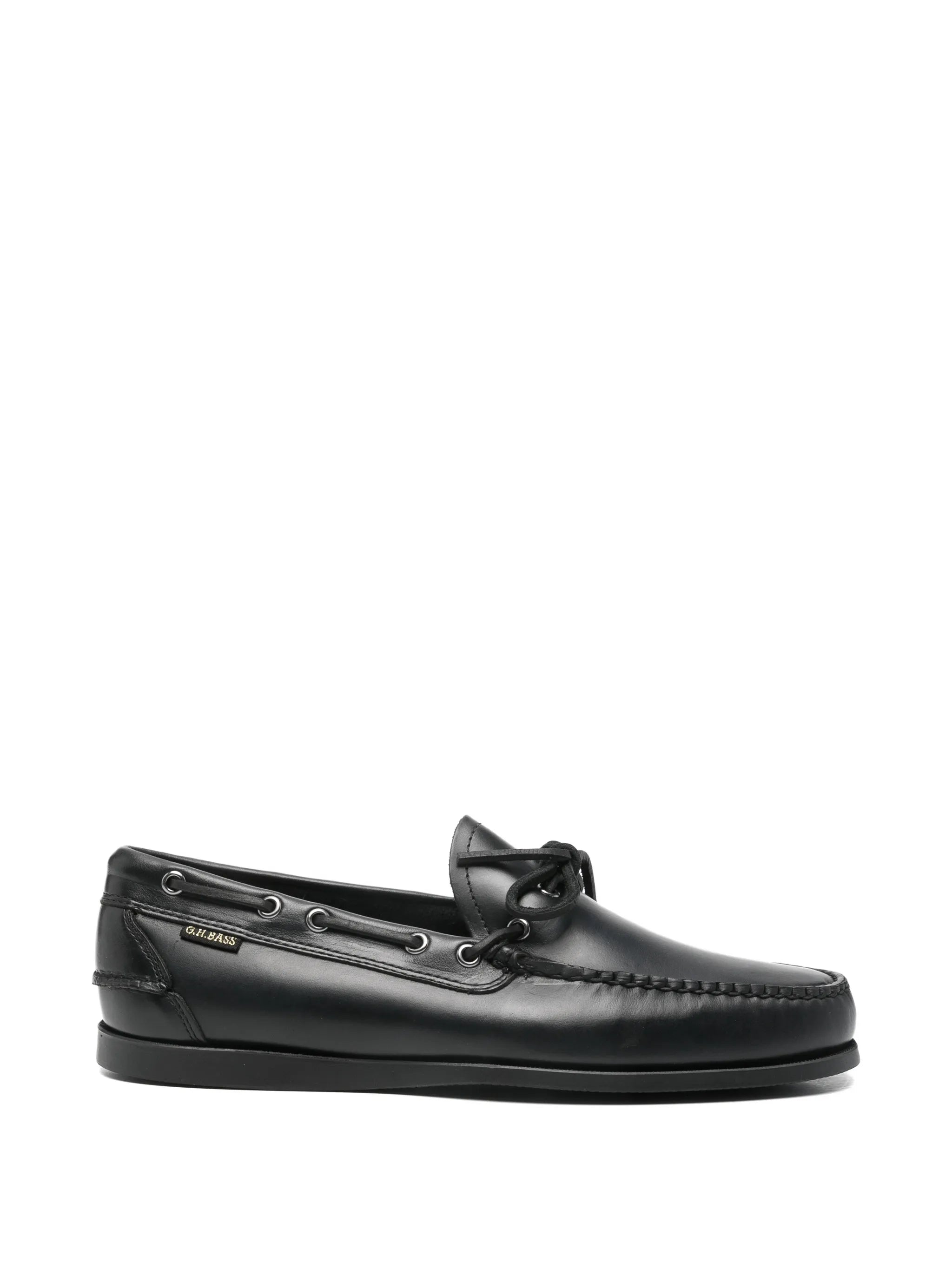 laced leather boat shoes