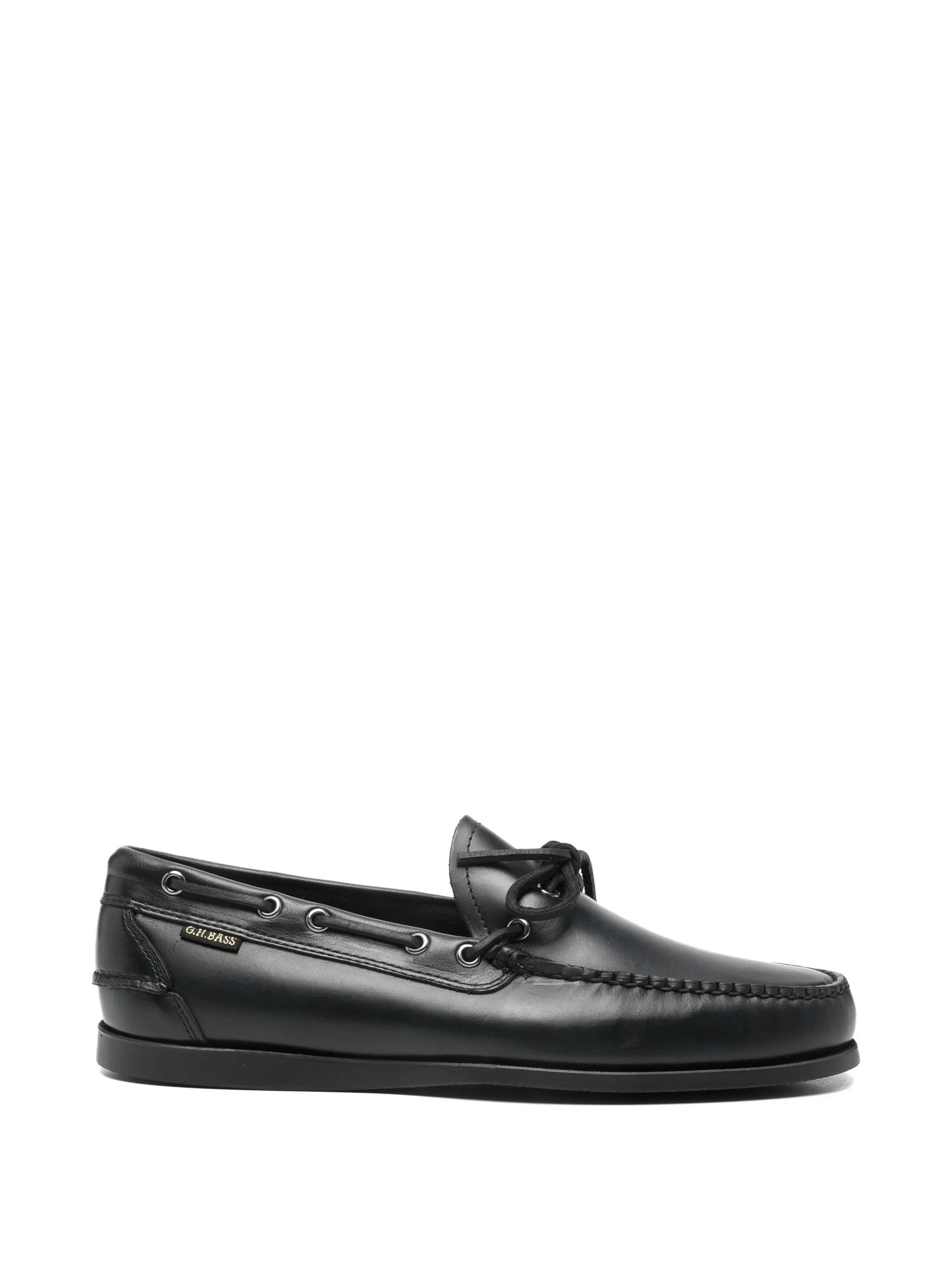 laced leather boat shoes