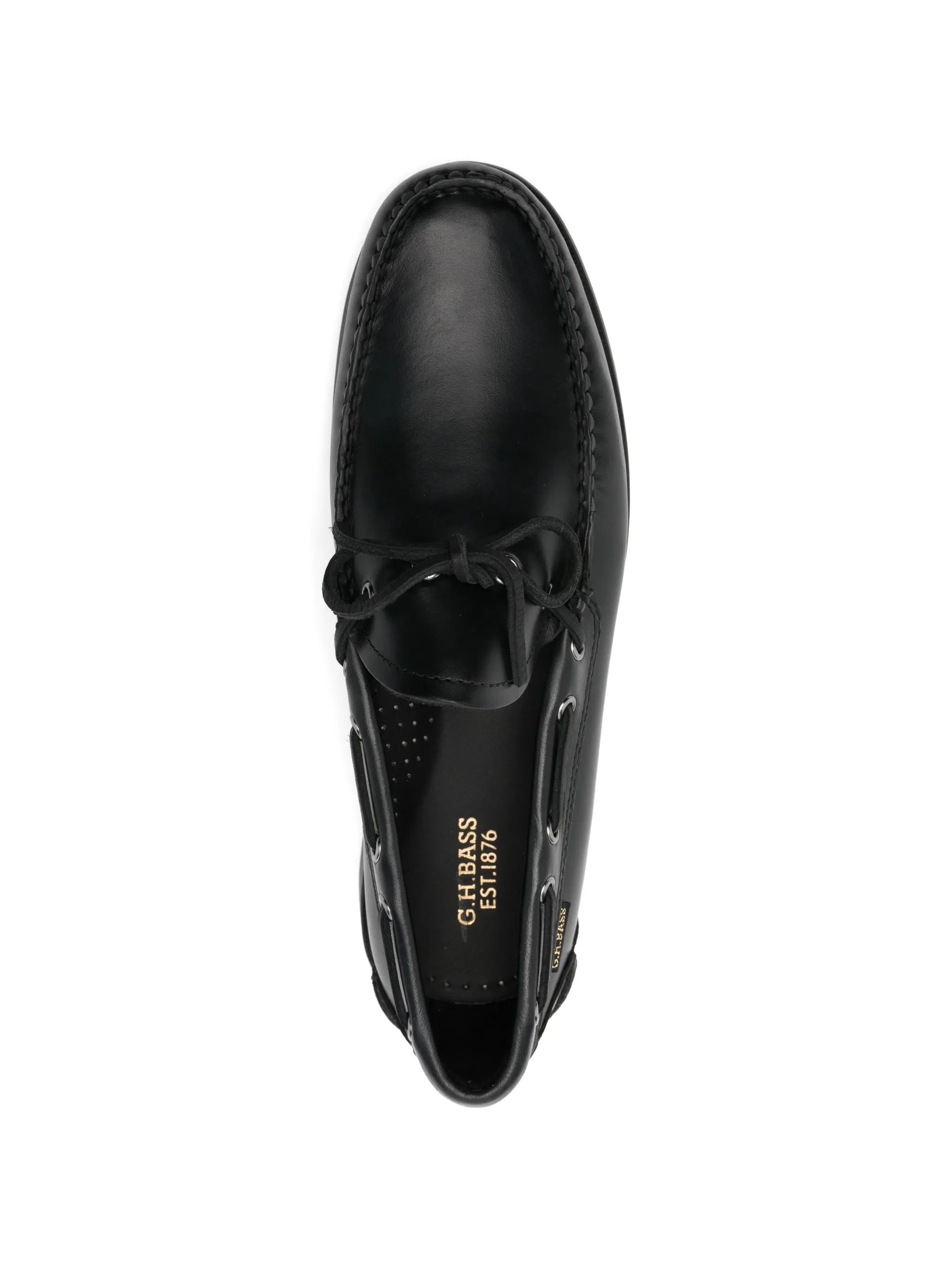 laced leather boat shoes