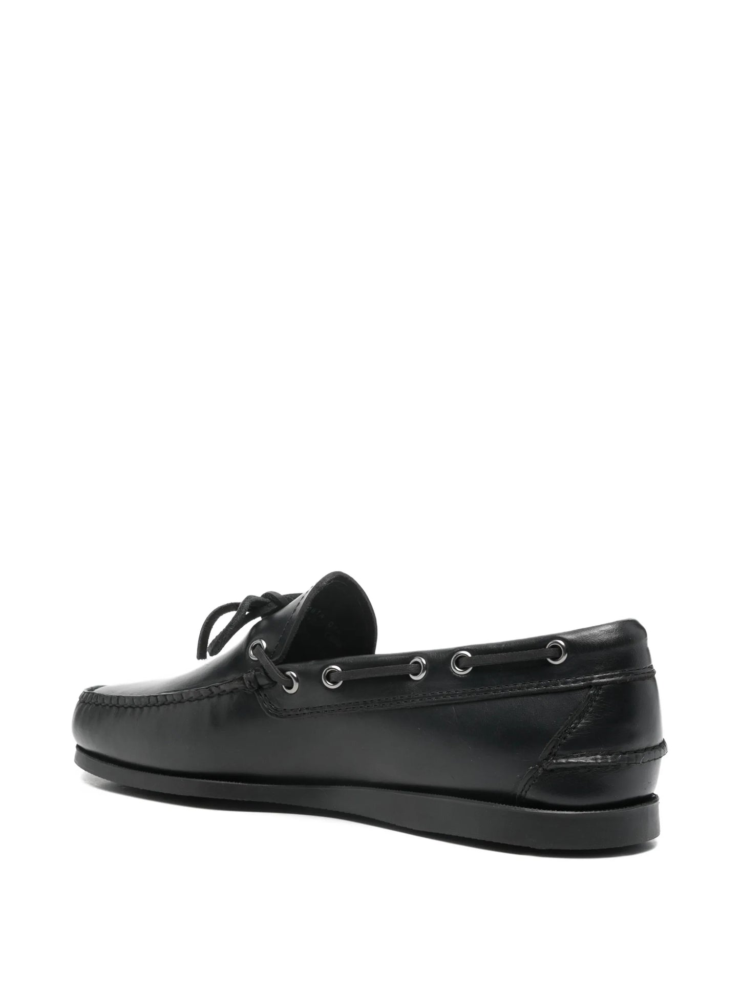 laced leather boat shoes