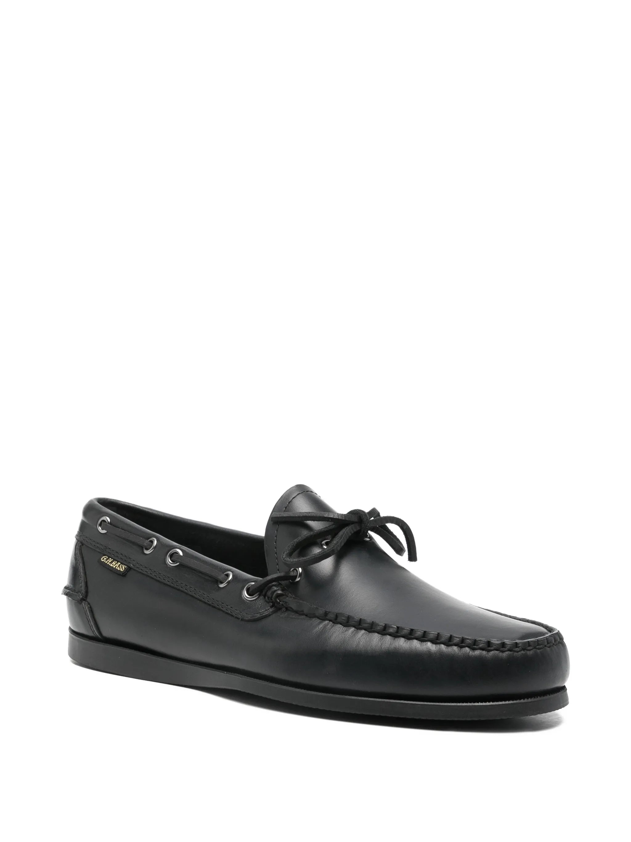 laced leather boat shoes