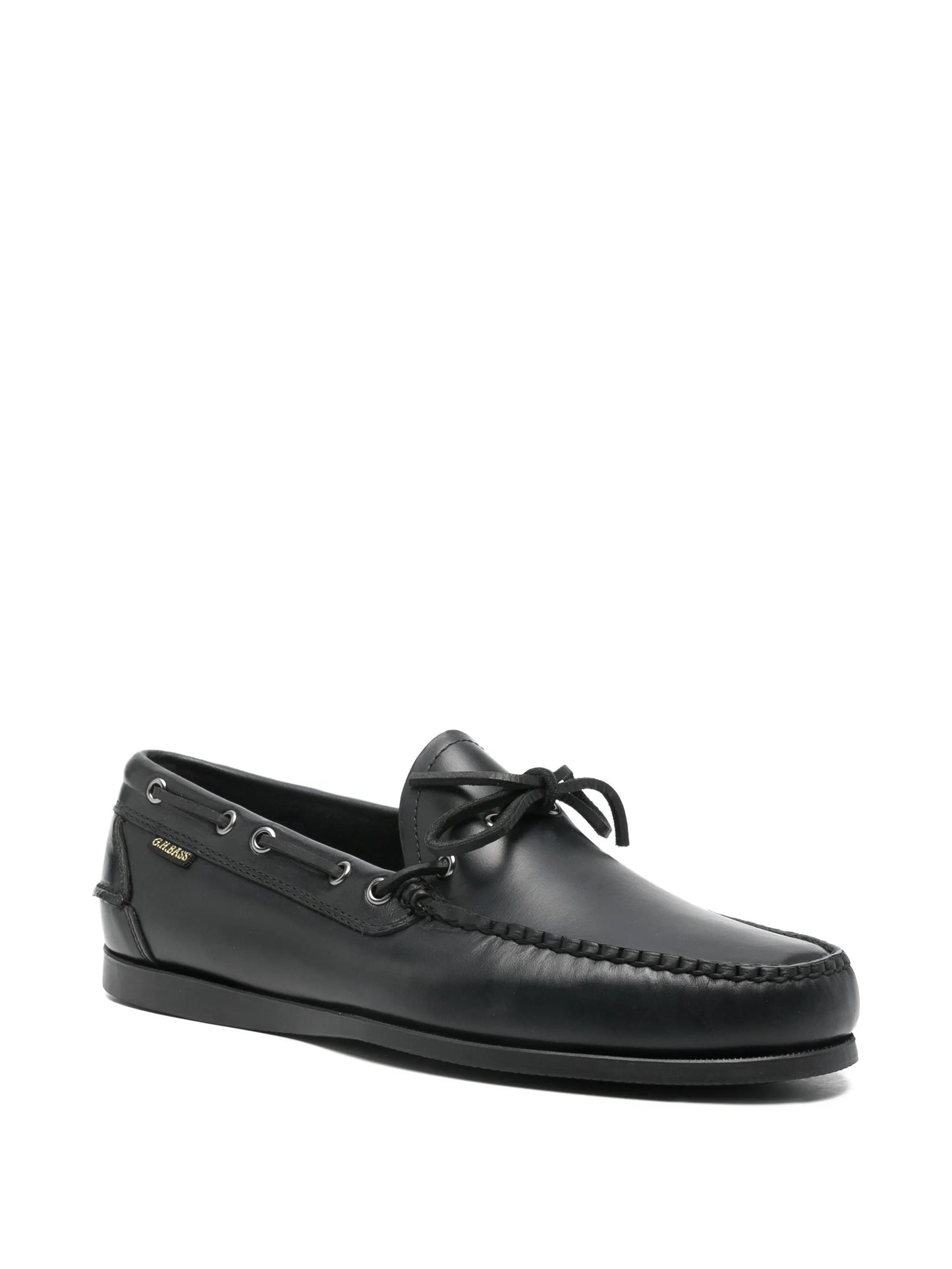 laced leather boat shoes