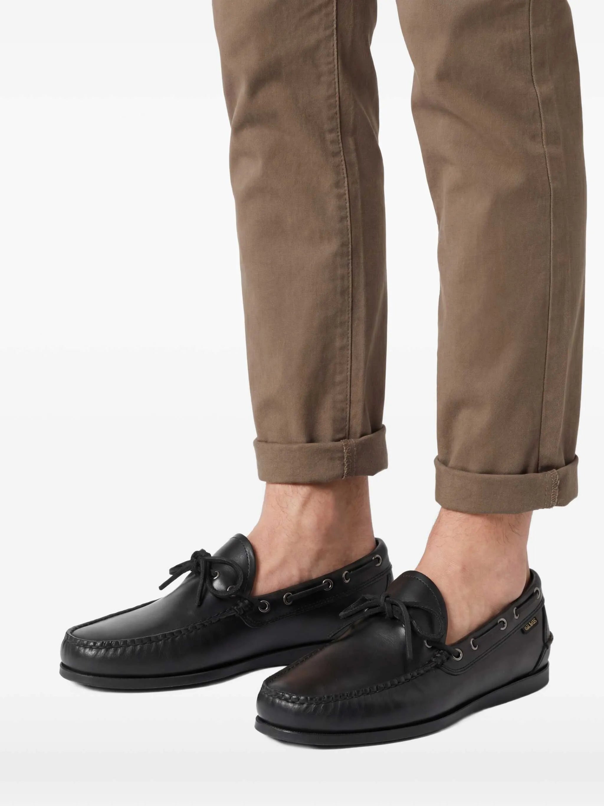 laced leather boat shoes