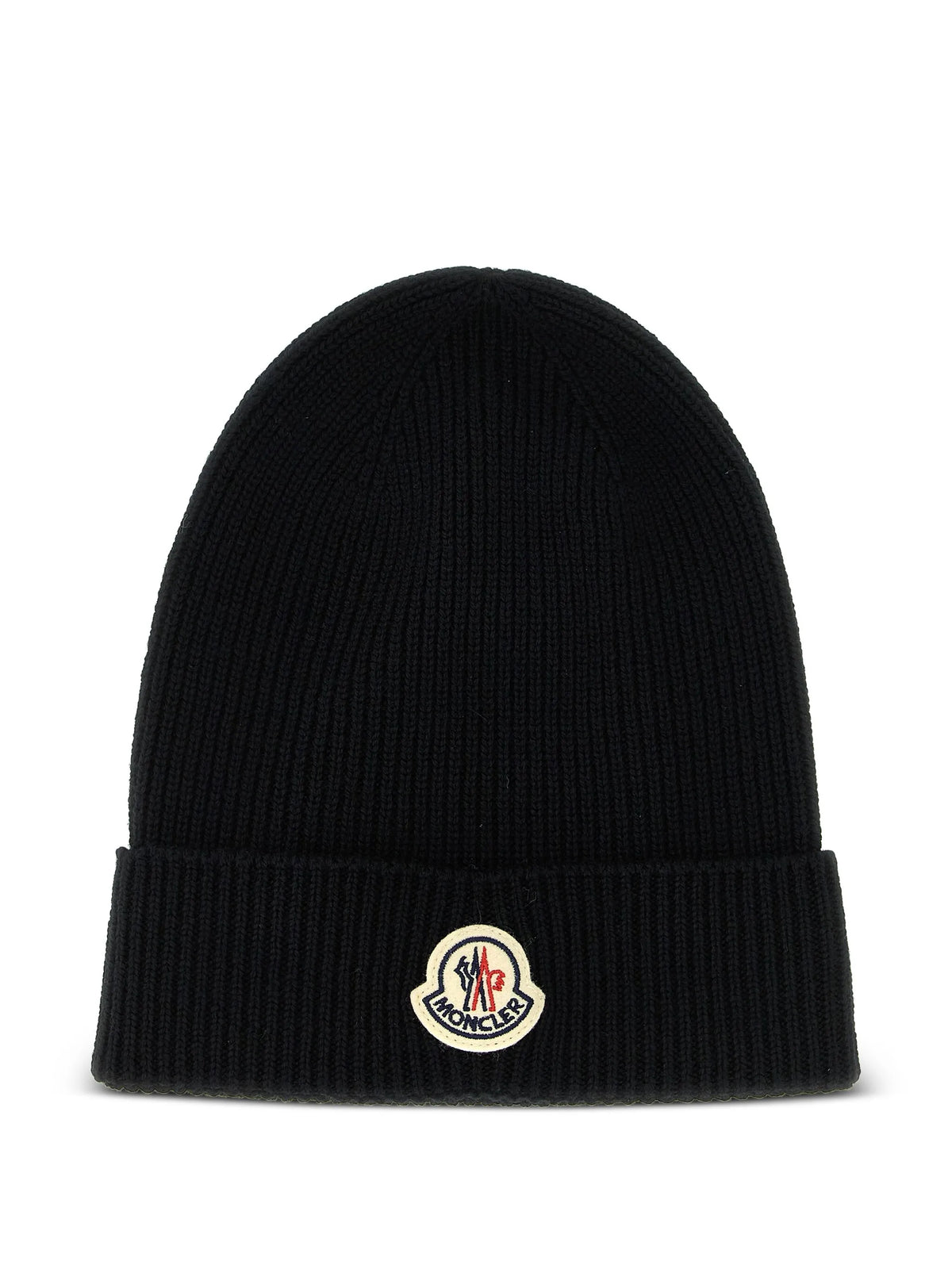 logo-patch ribbed-knit beanie hat
