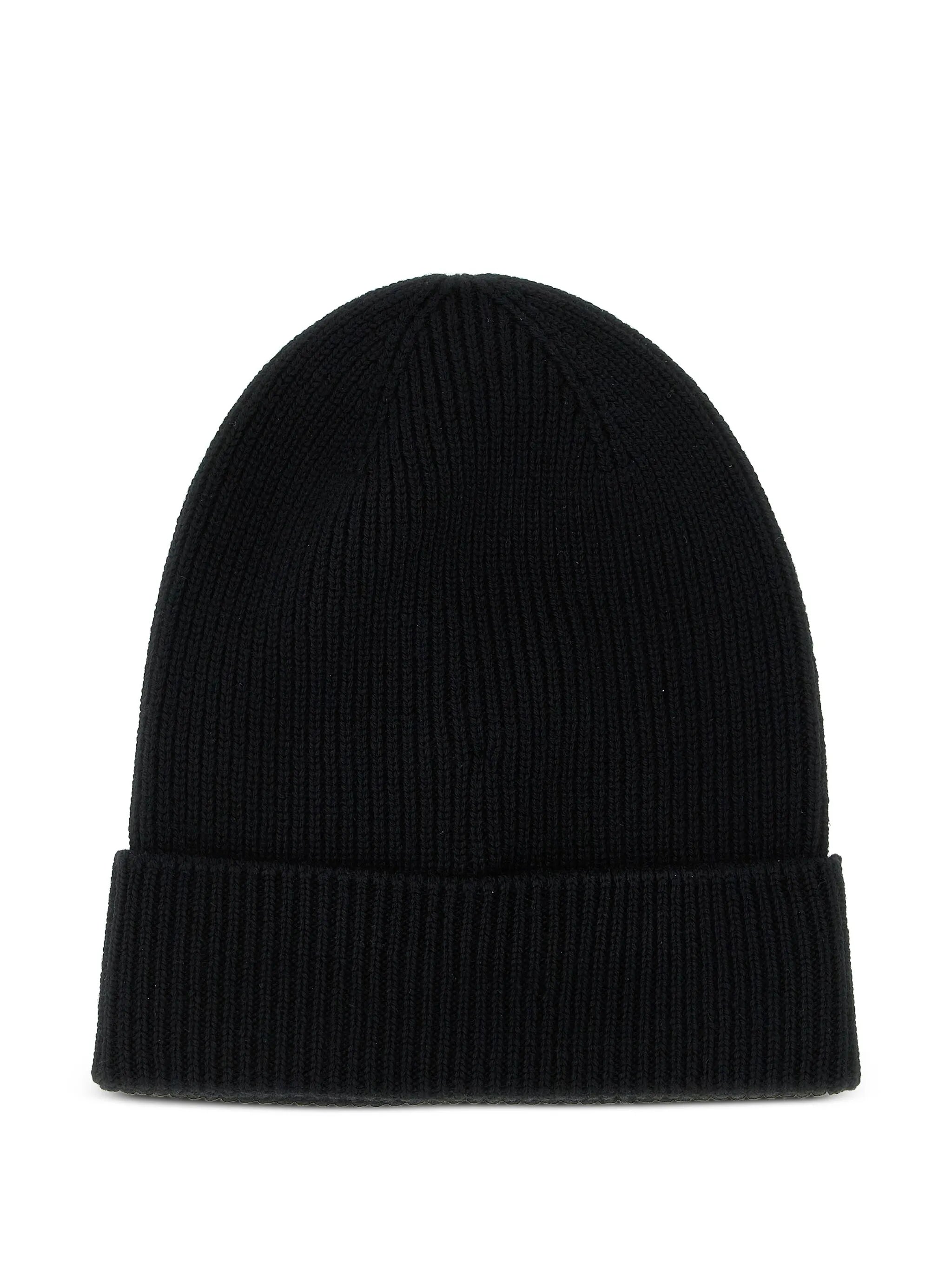 logo-patch ribbed-knit beanie hat