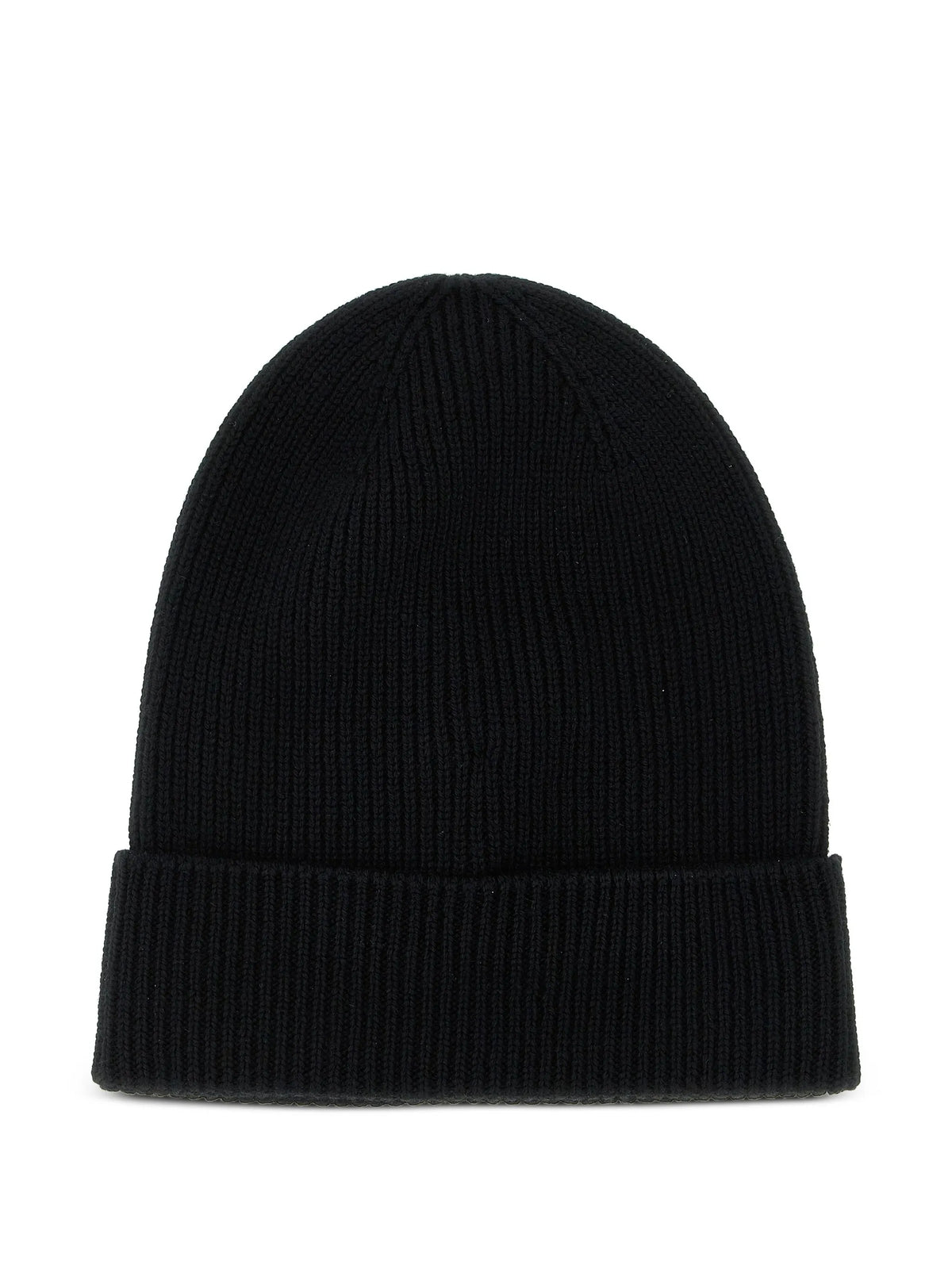 logo-patch ribbed-knit beanie hat