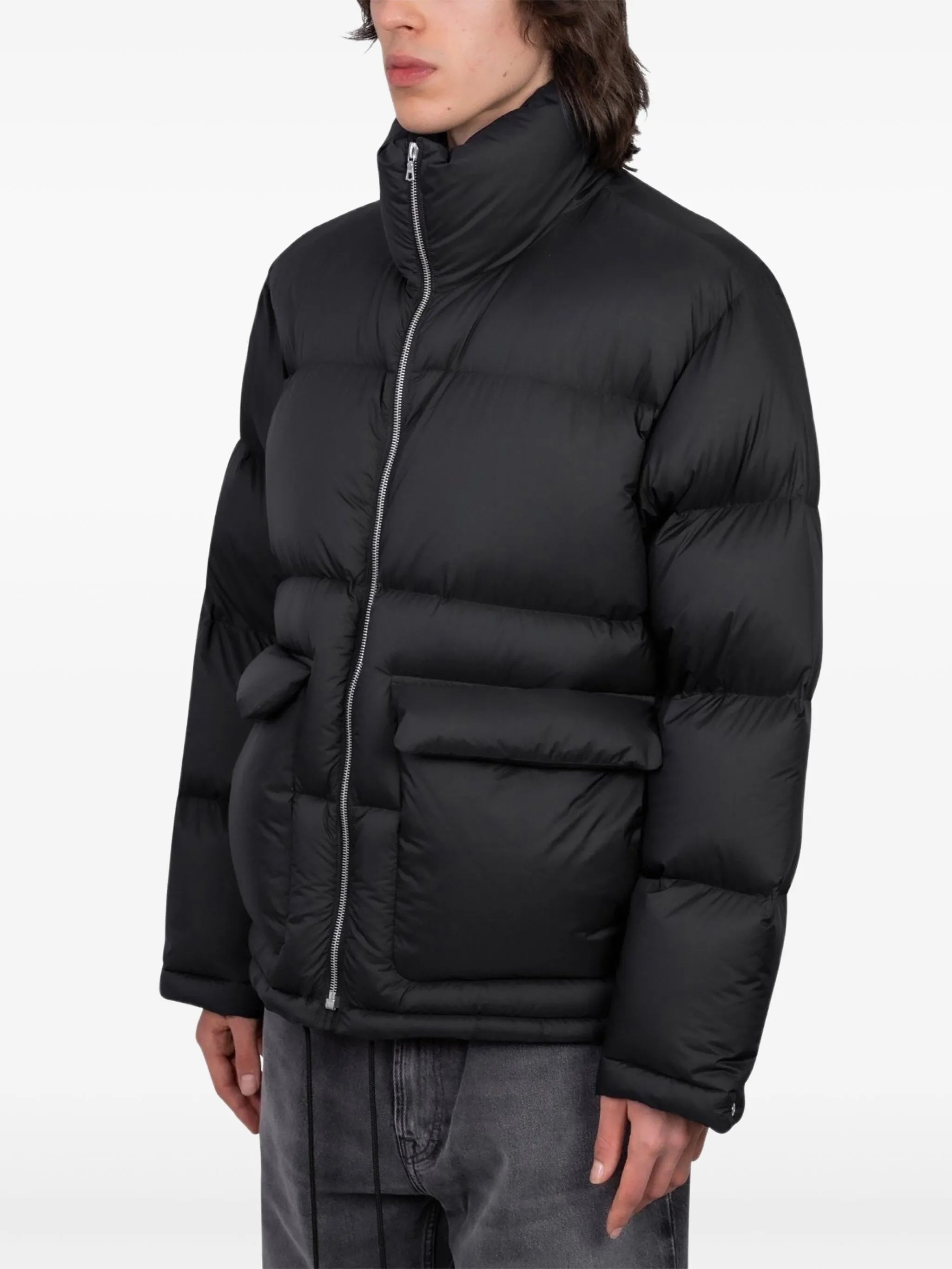 zip-fastening padded jacket