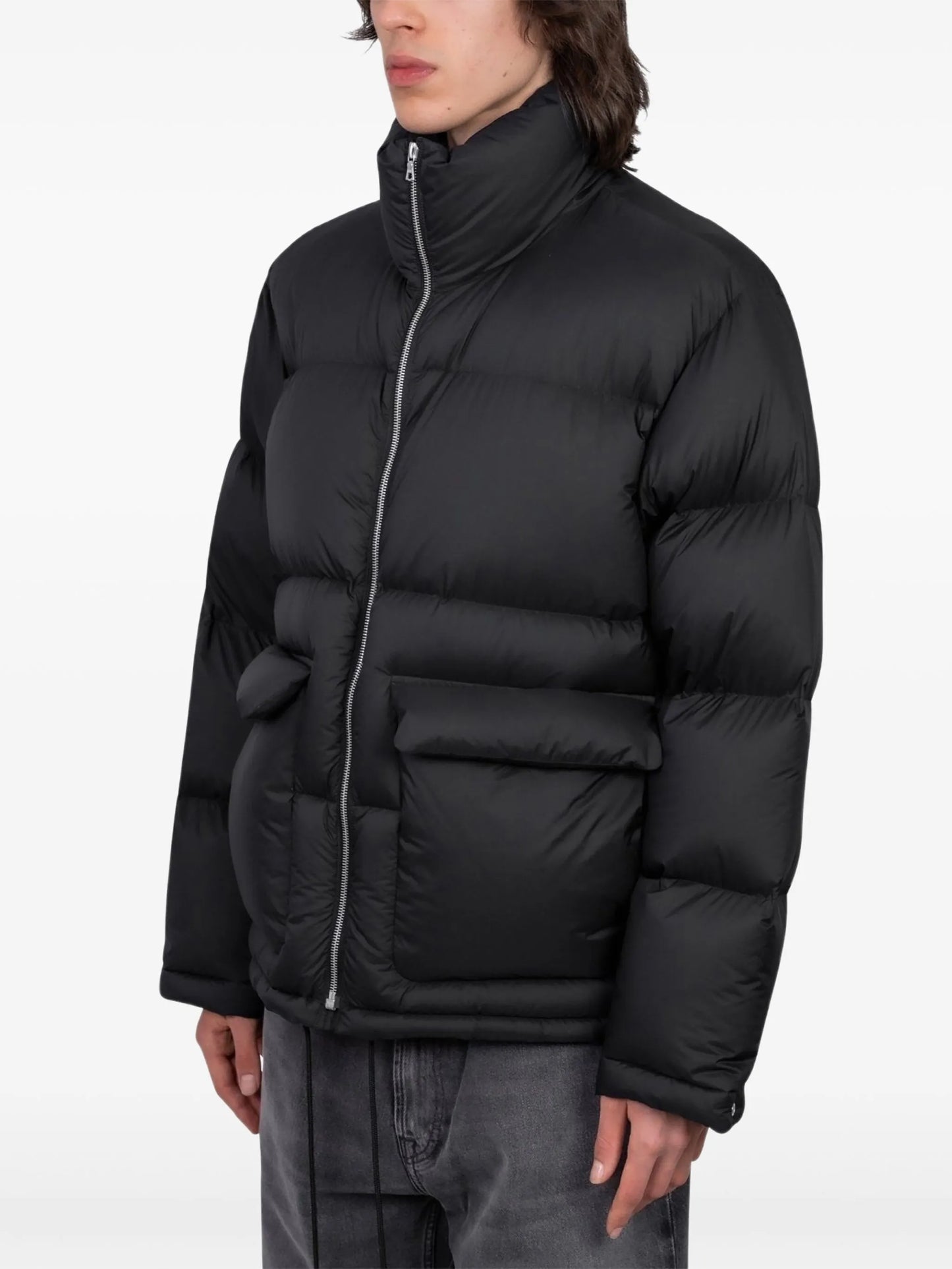 zip-fastening padded jacket