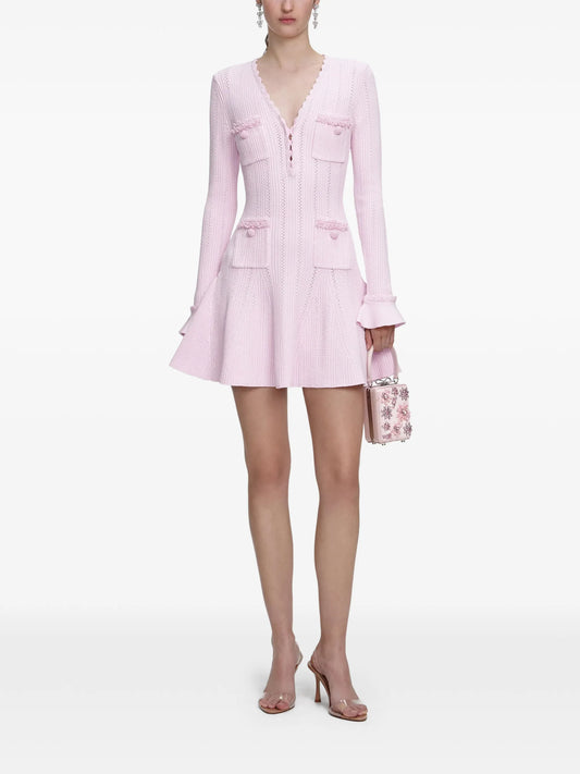 pearl-embellishment mini dress