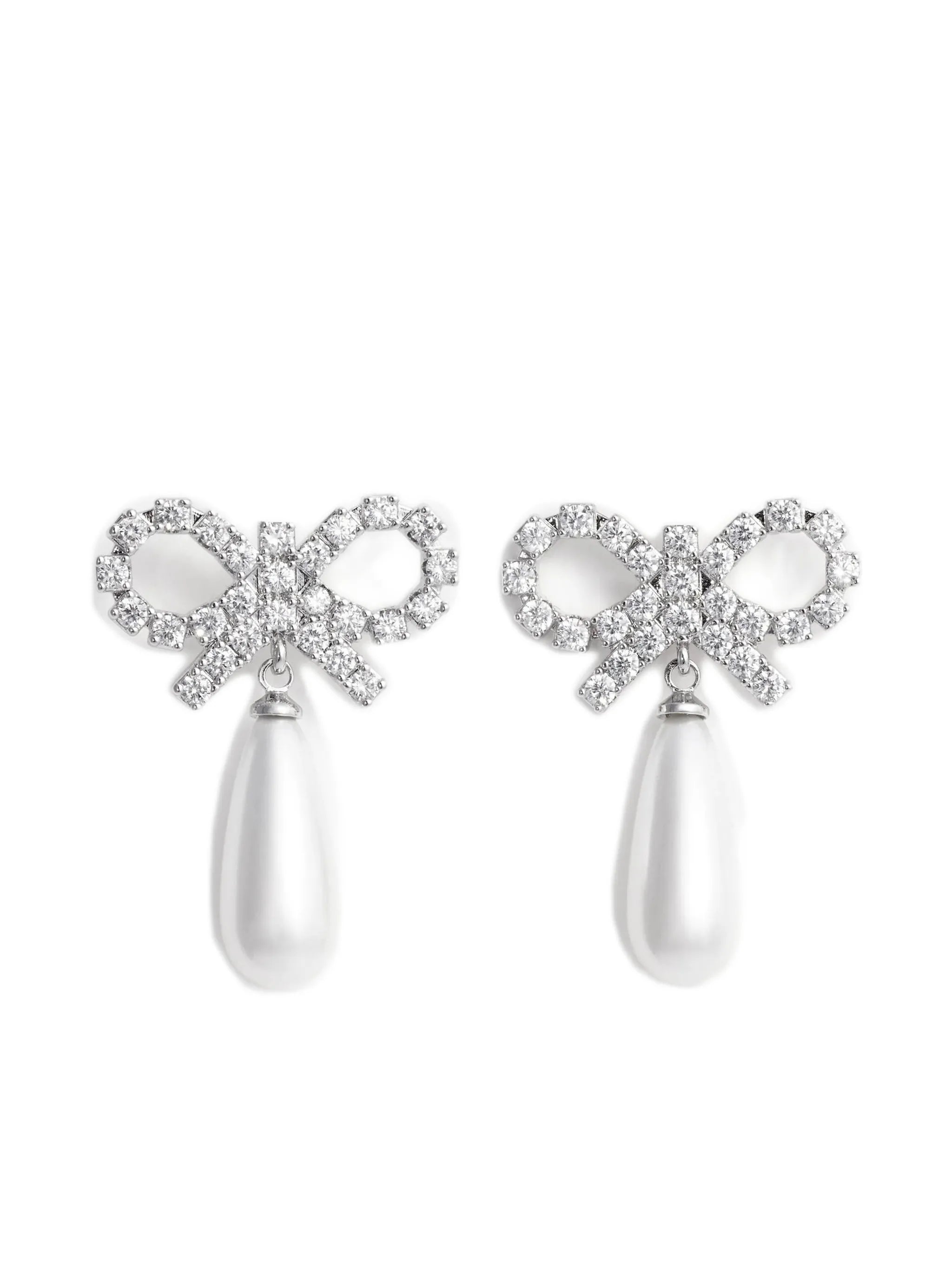 bow pearl-embellishment earrings