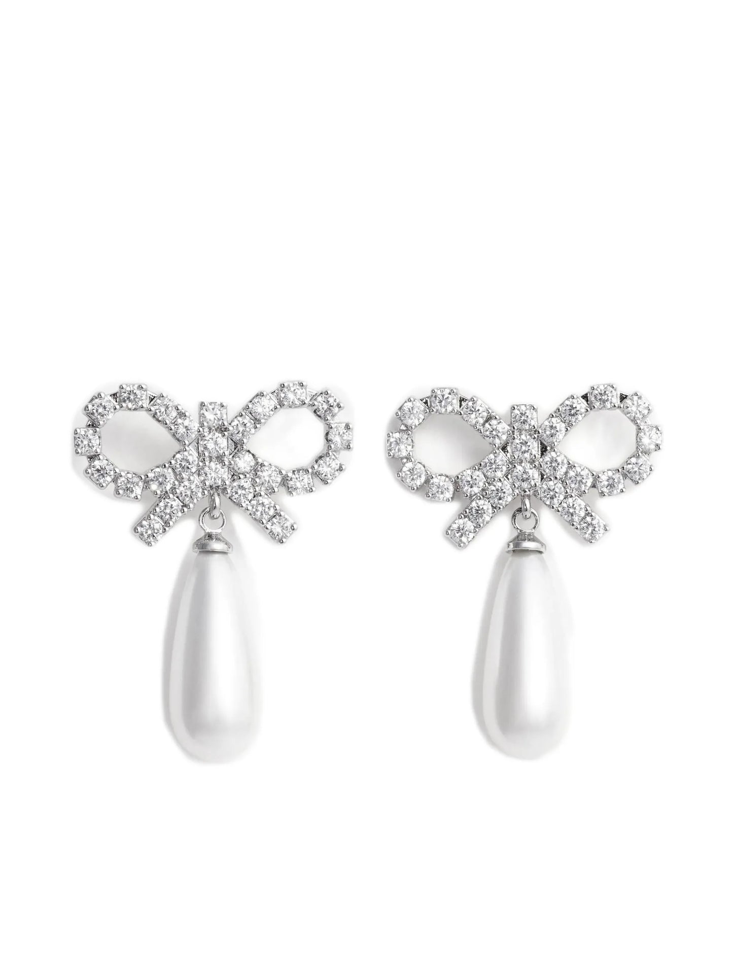 bow pearl-embellishment earrings