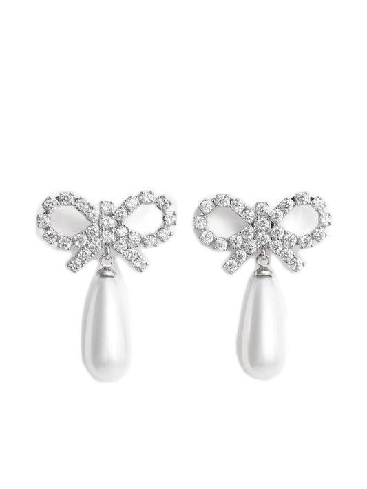 bow pearl-embellishment earrings