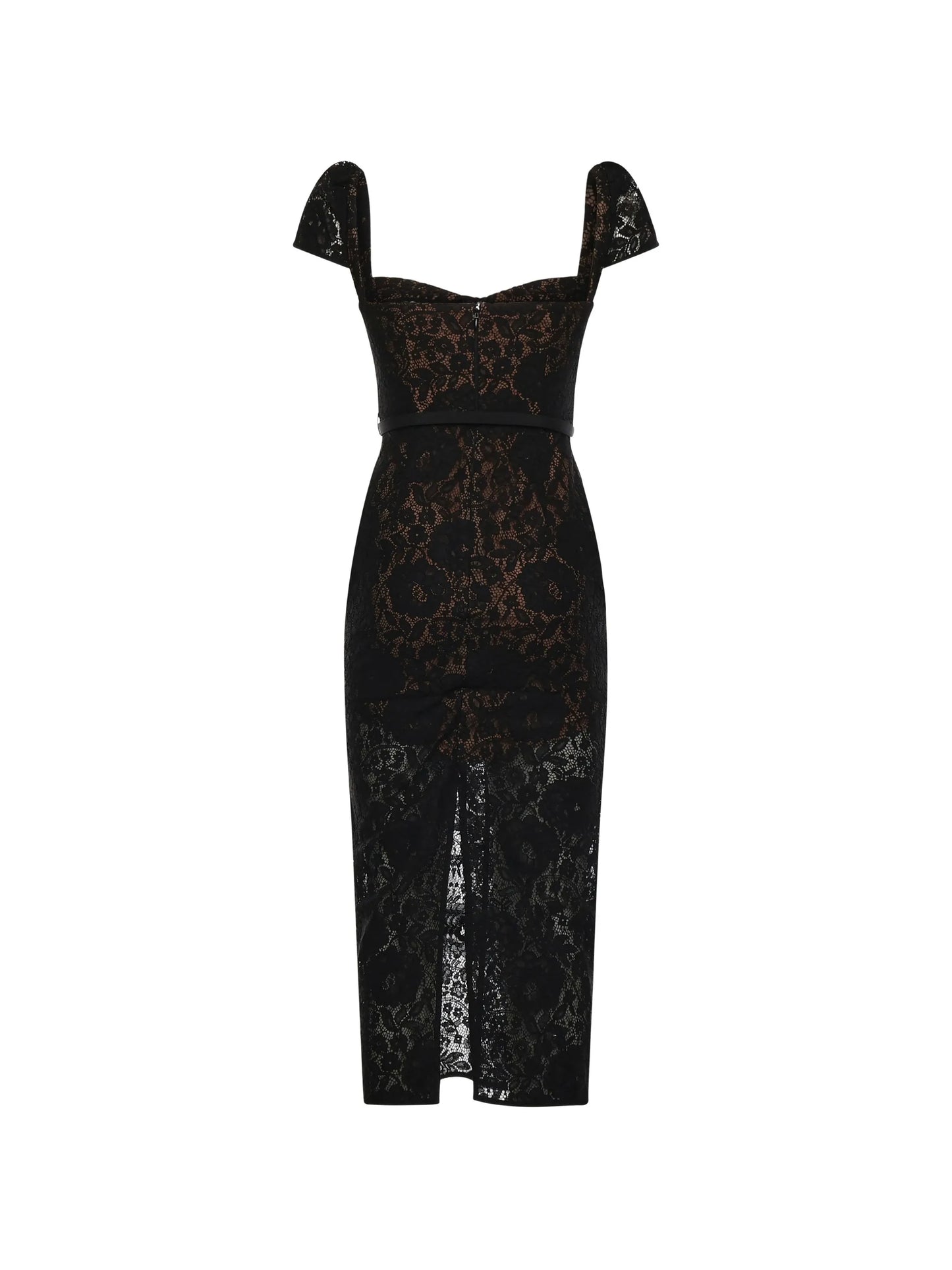 lace button midi dress