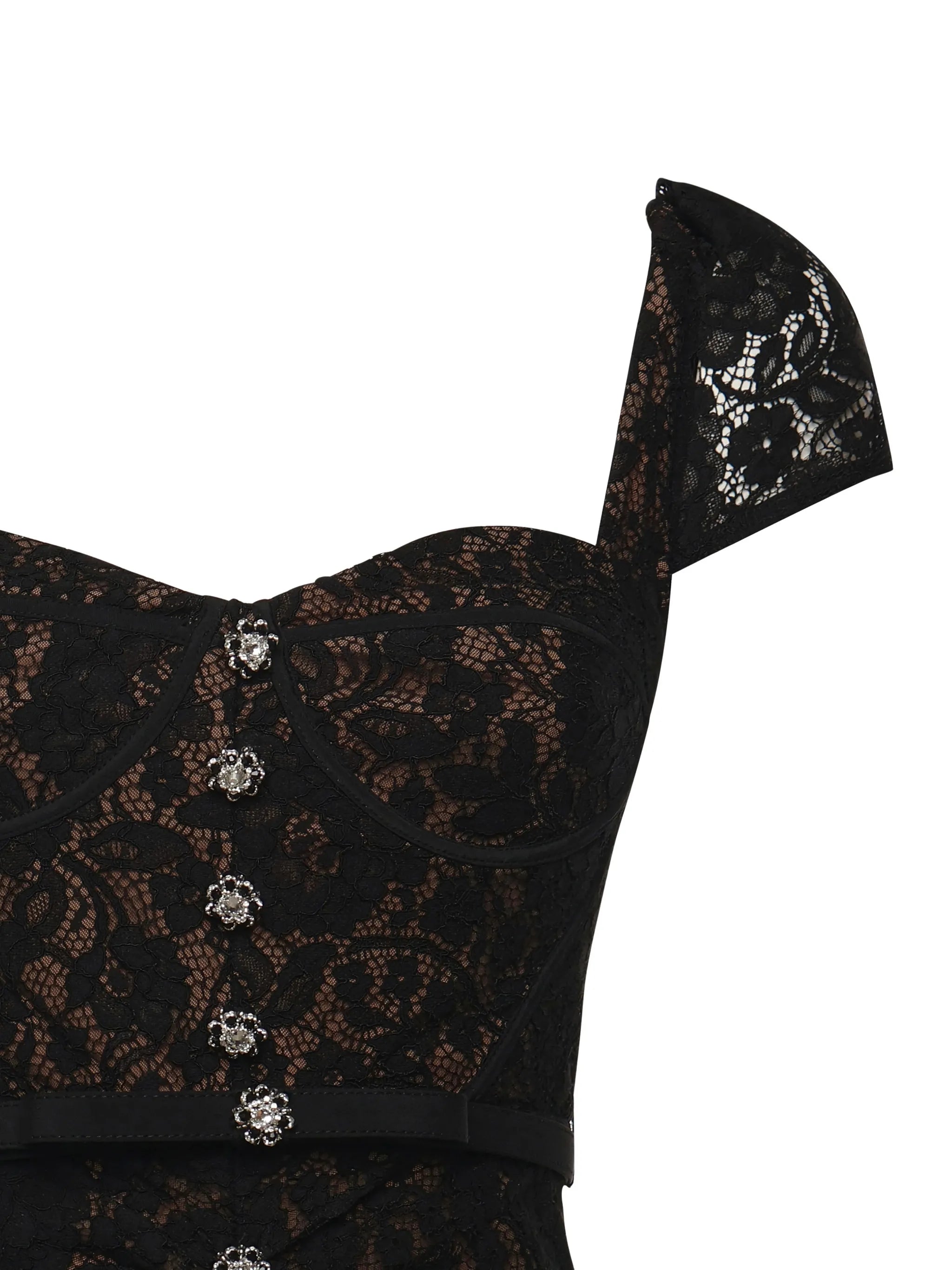 lace button midi dress