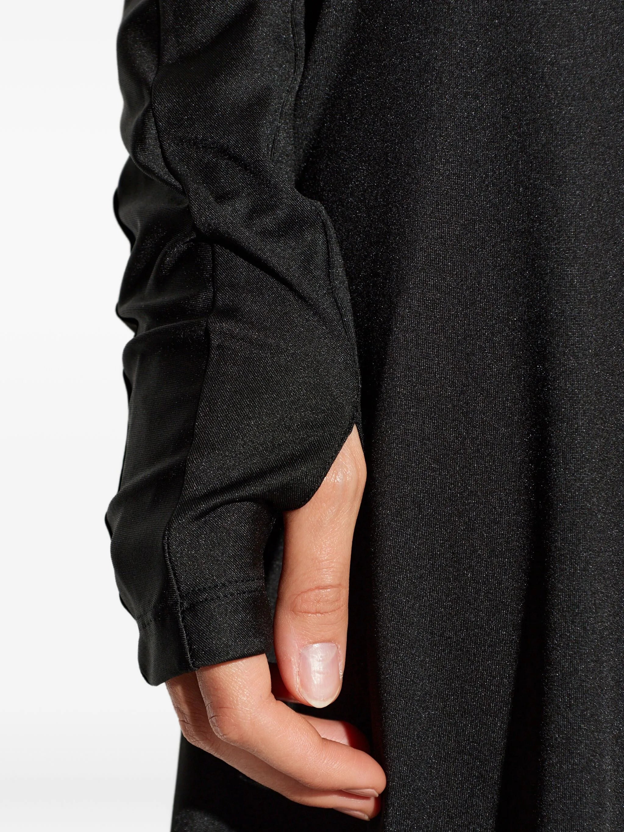 asymmetric-hem long-sleeved midi dress