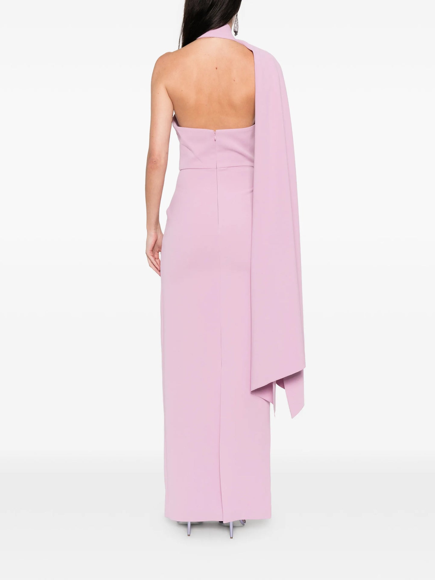 one-shoulder drape dress