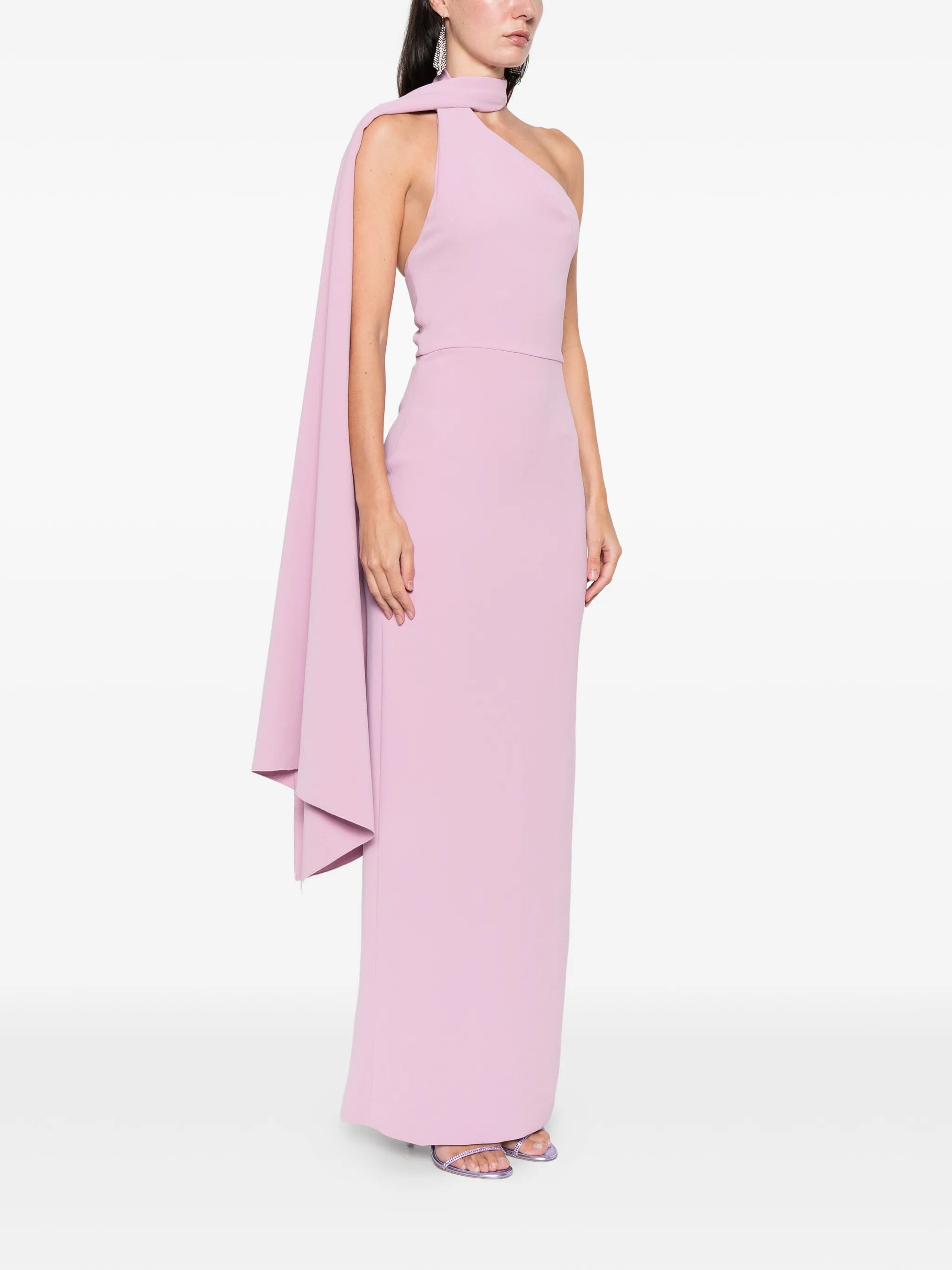 one-shoulder drape dress