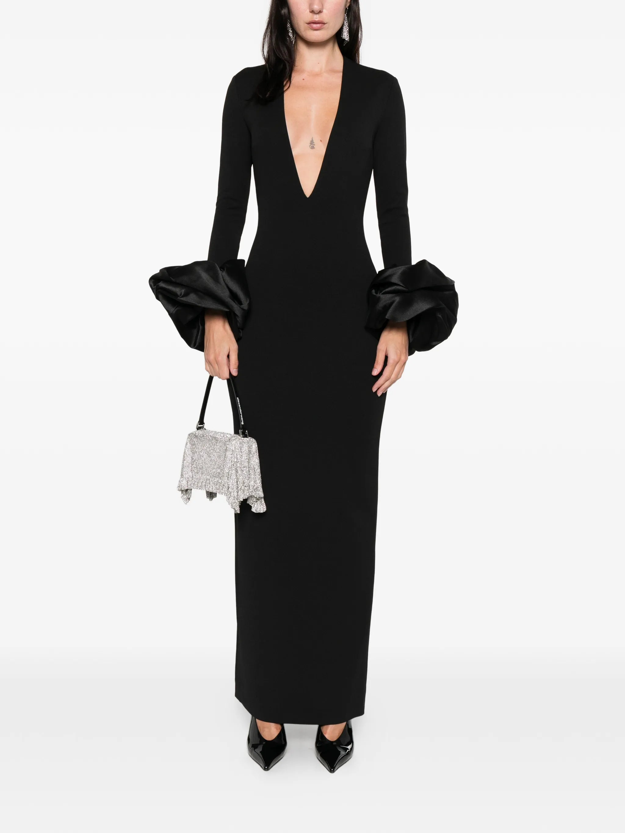 V-neck ruffled dress