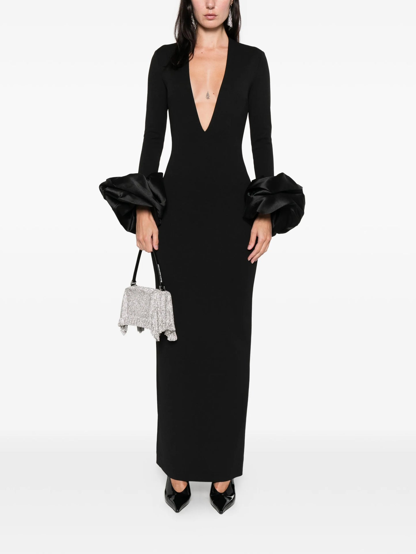 V-neck ruffled dress