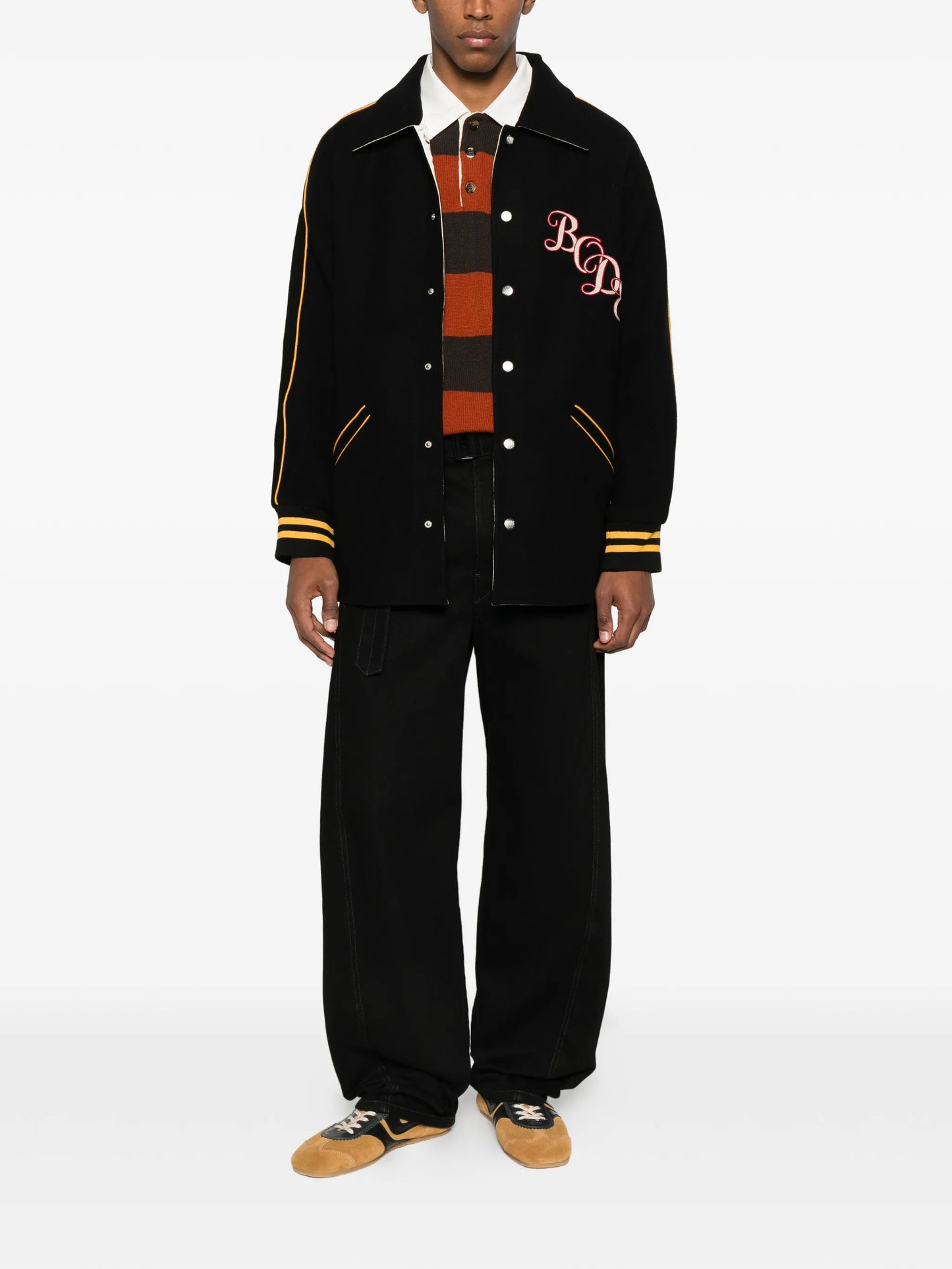 embroidered-stripe jacket