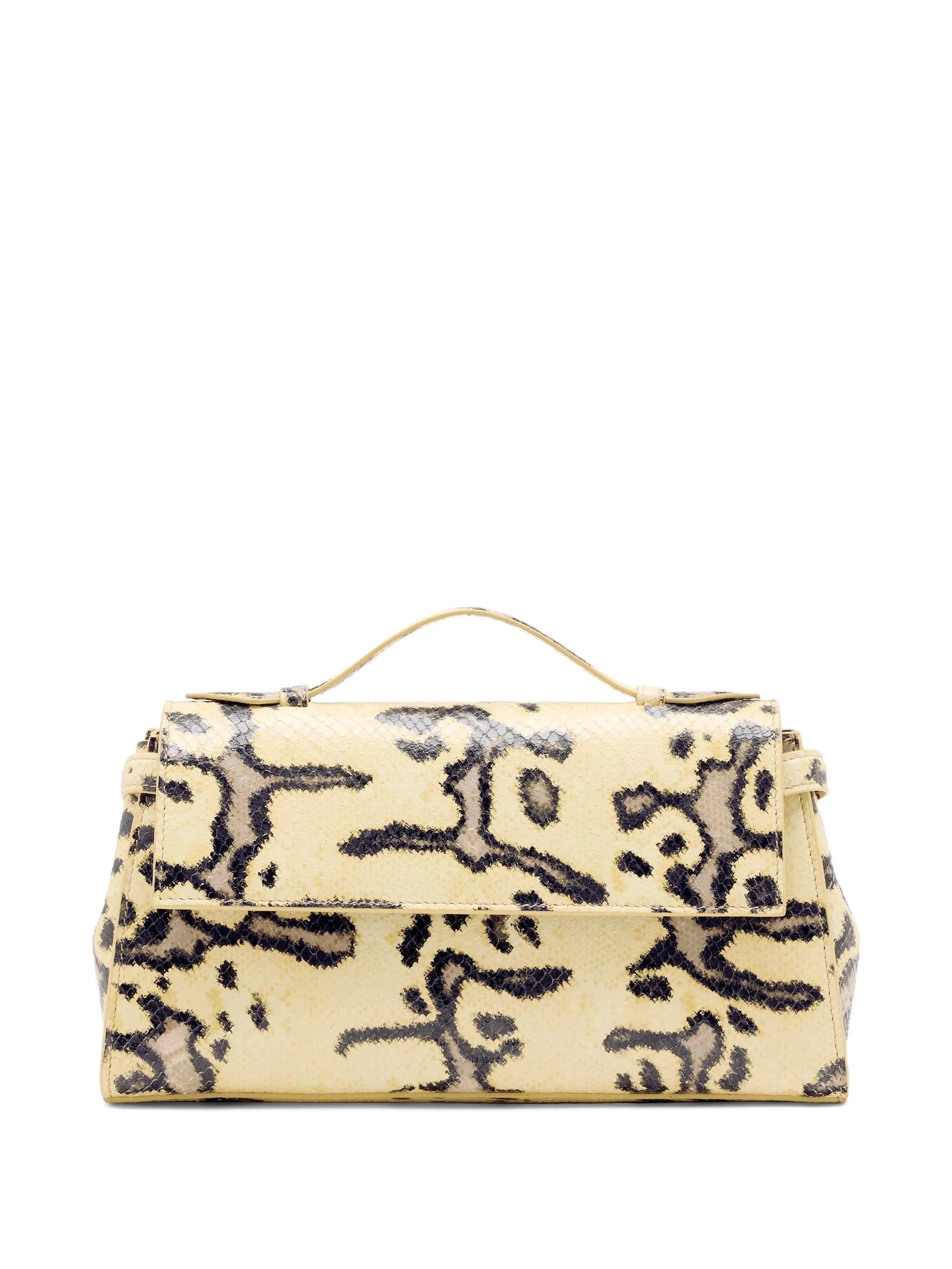 Tate python-print clutch bag