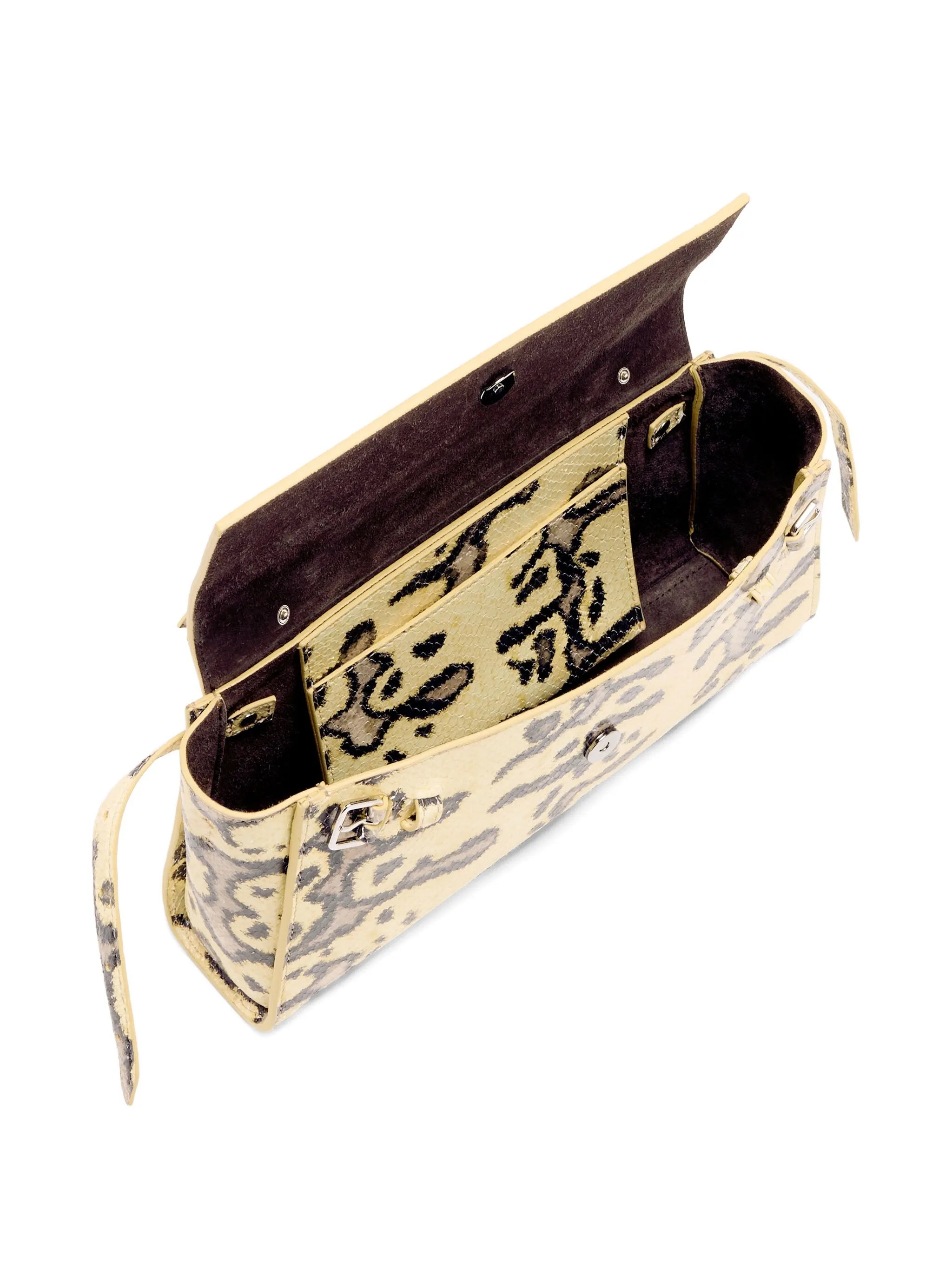 Tate python-print clutch bag