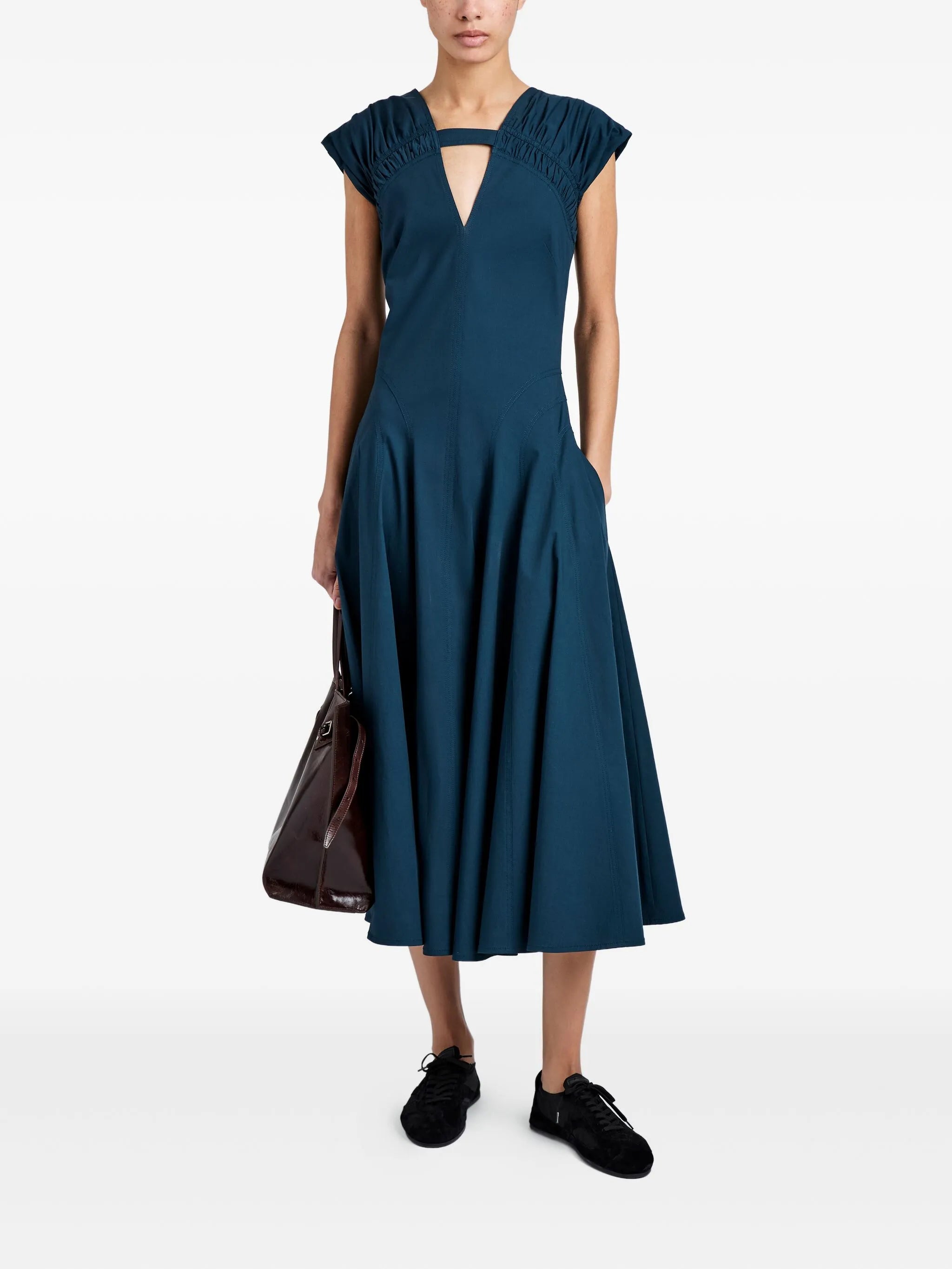 Manoela cut-out gathered midi dress