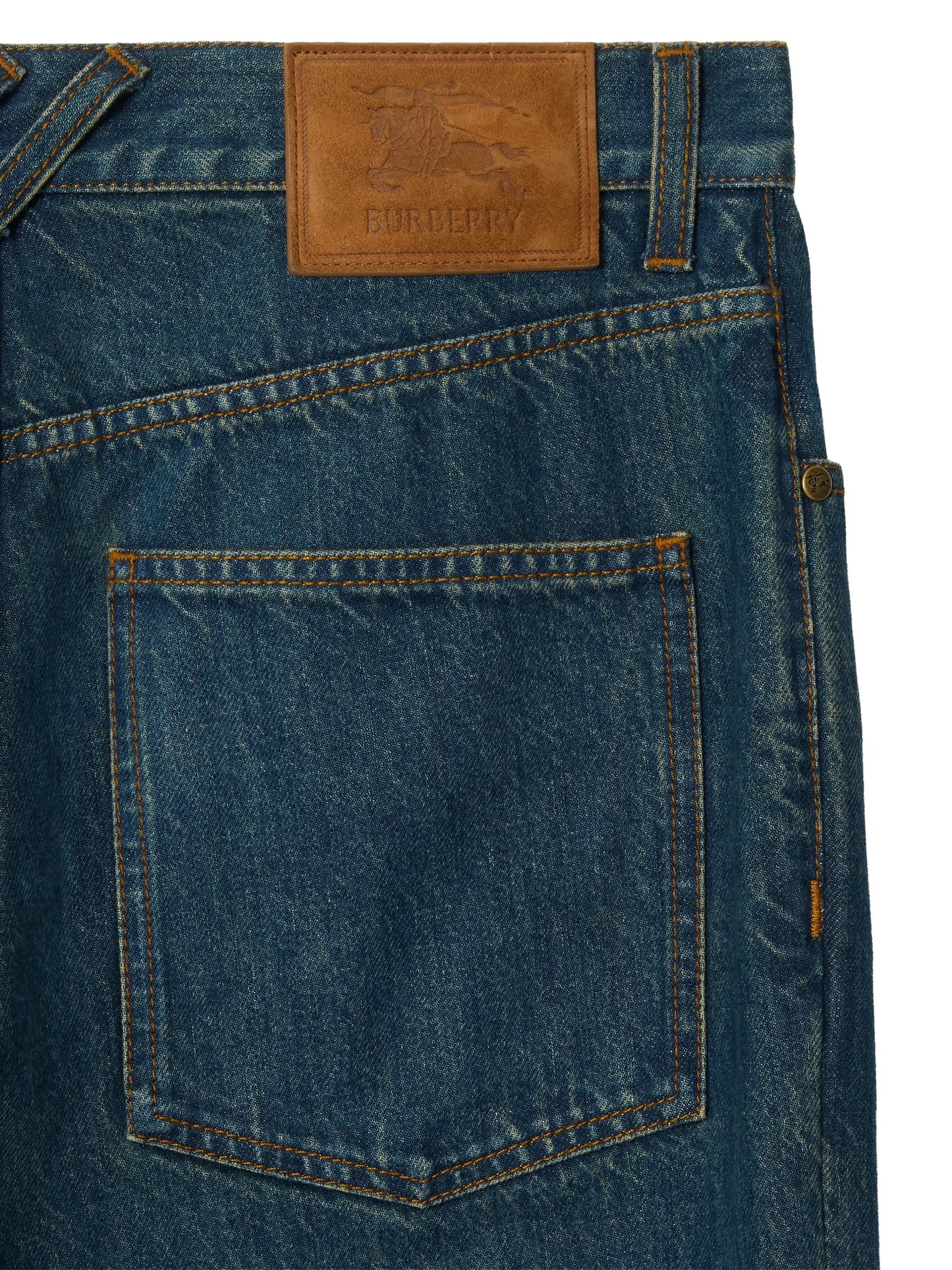 Check turn-up straight jeans
