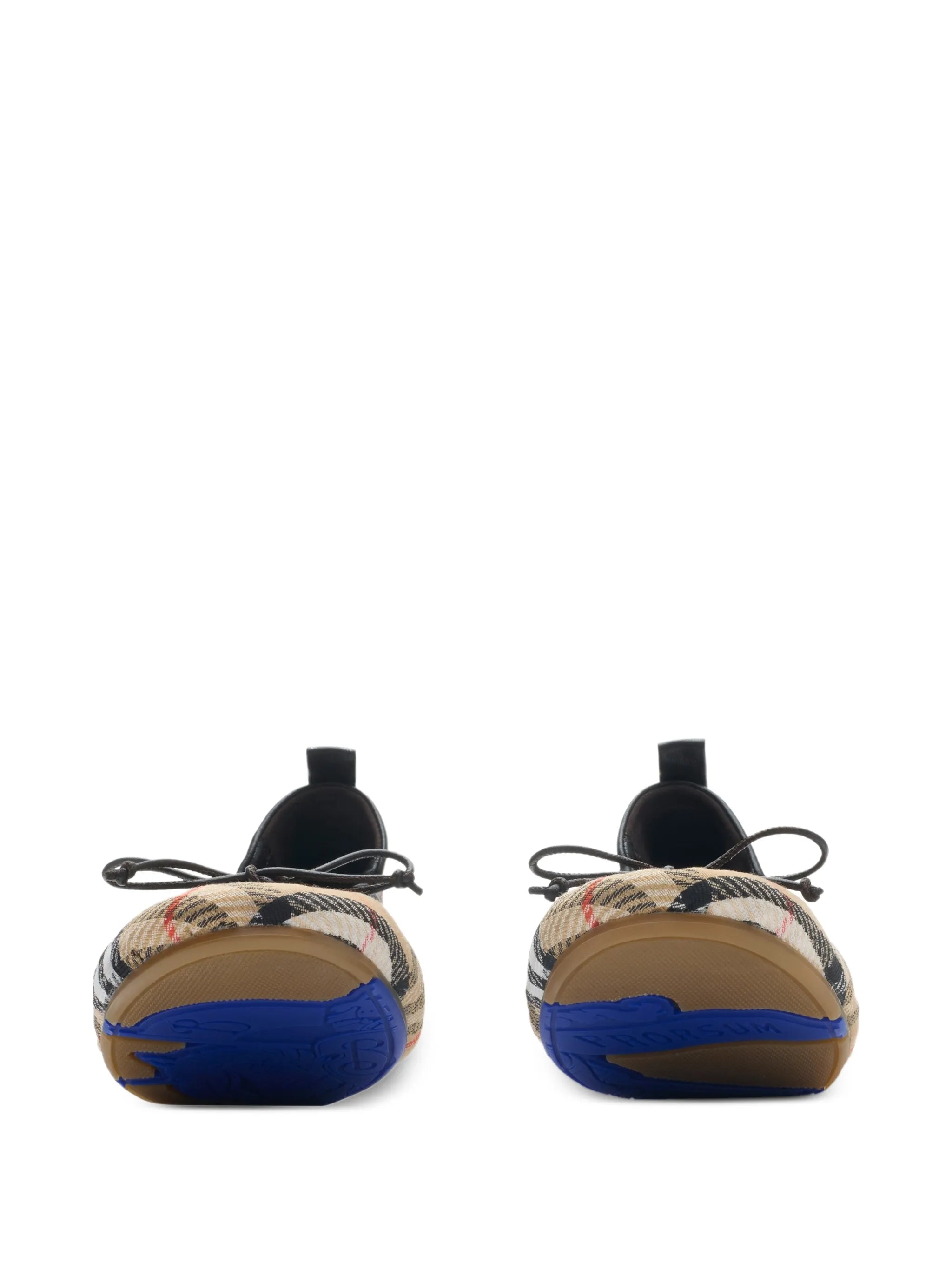 Fawn check bow ballet flats