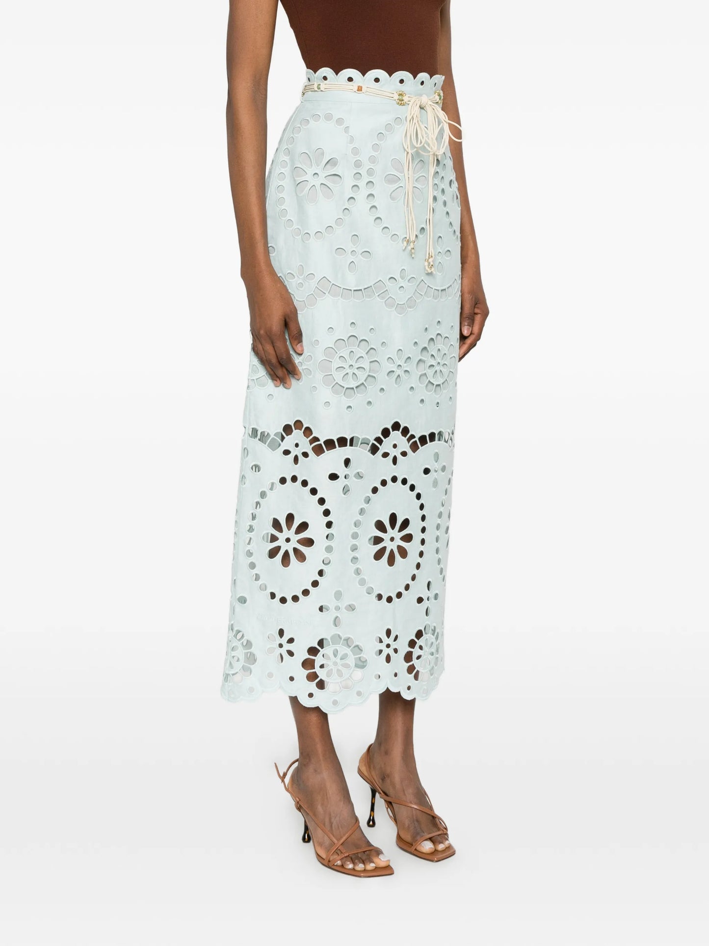 Awaken embroidered midi skirt