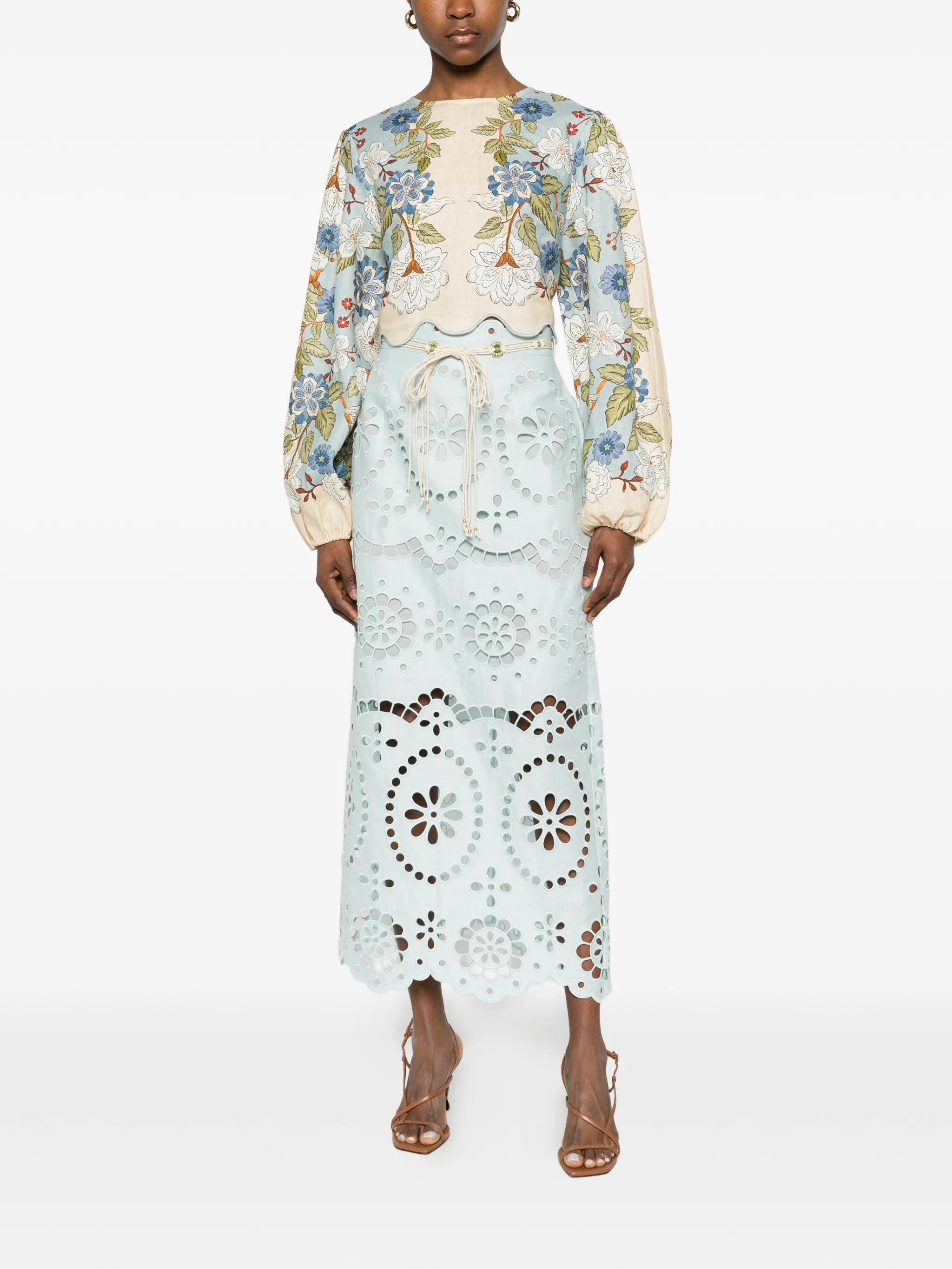 Awaken embroidered midi skirt