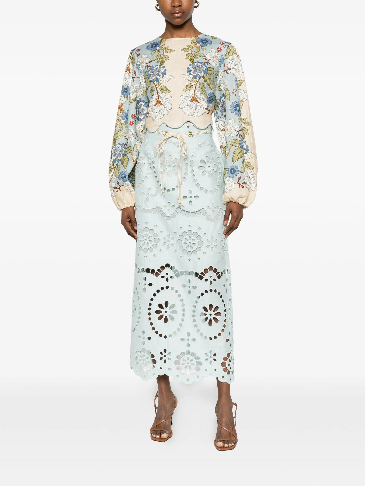 Awaken embroidered midi skirt