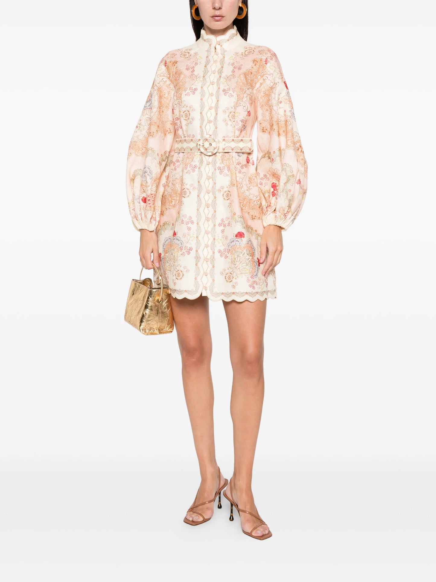 floral-print scalloped-hem mini dress