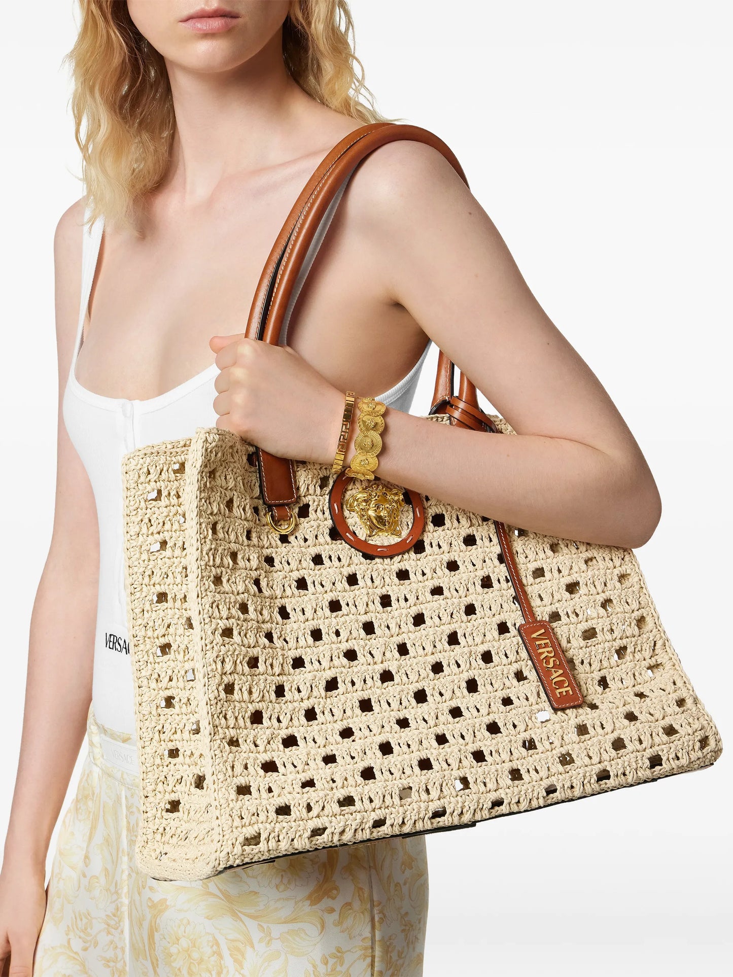 large La Medusa raffia tote bag