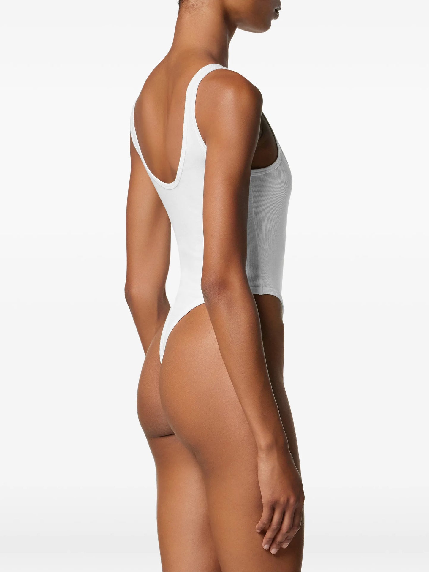 logo-embroidery ribbed bodysuit