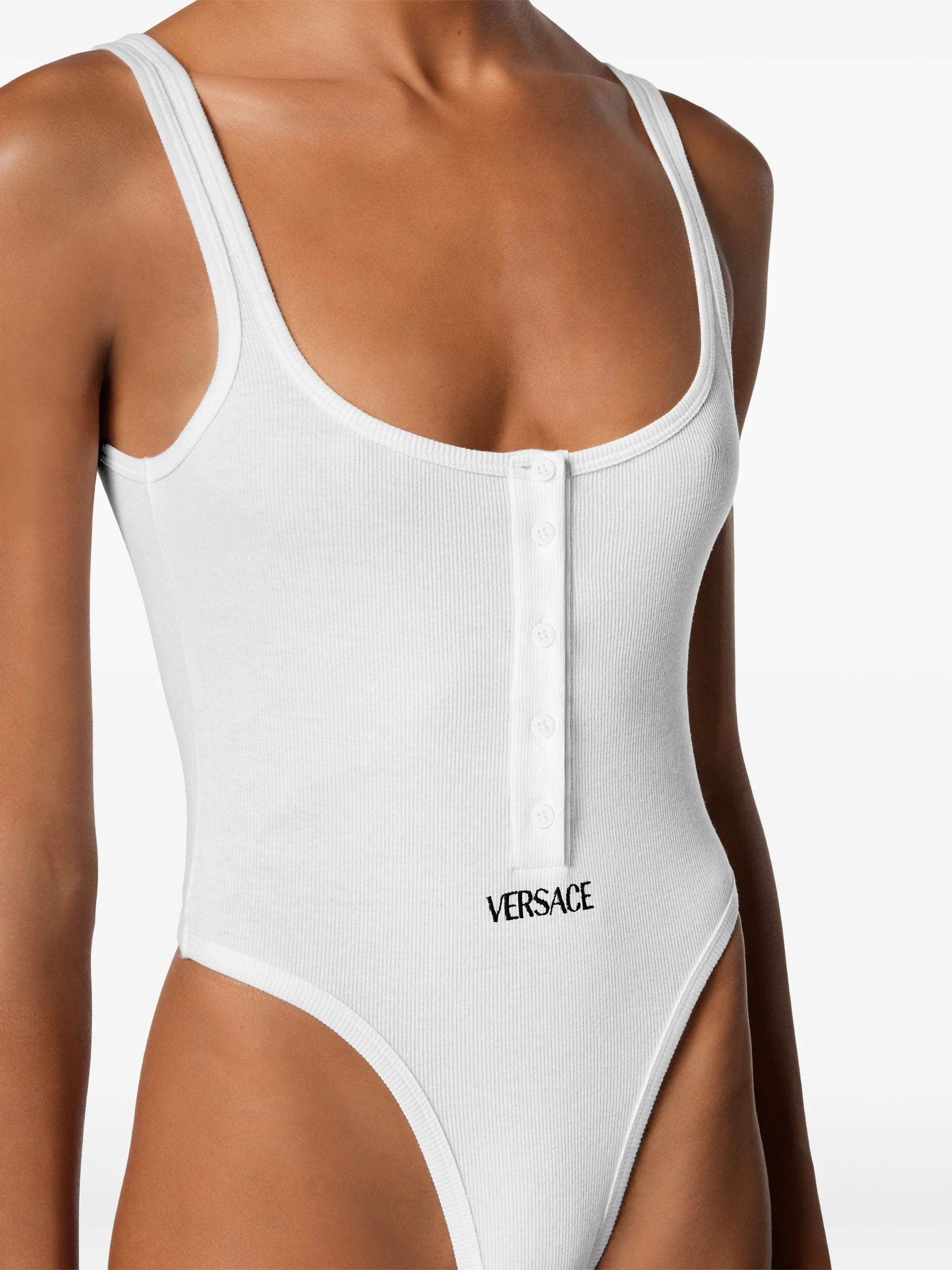 logo-embroidery ribbed bodysuit