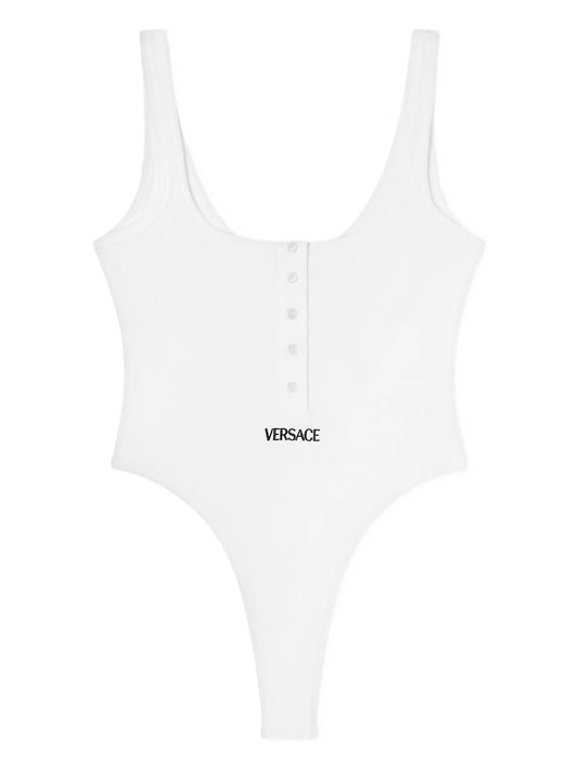 logo-embroidery ribbed bodysuit