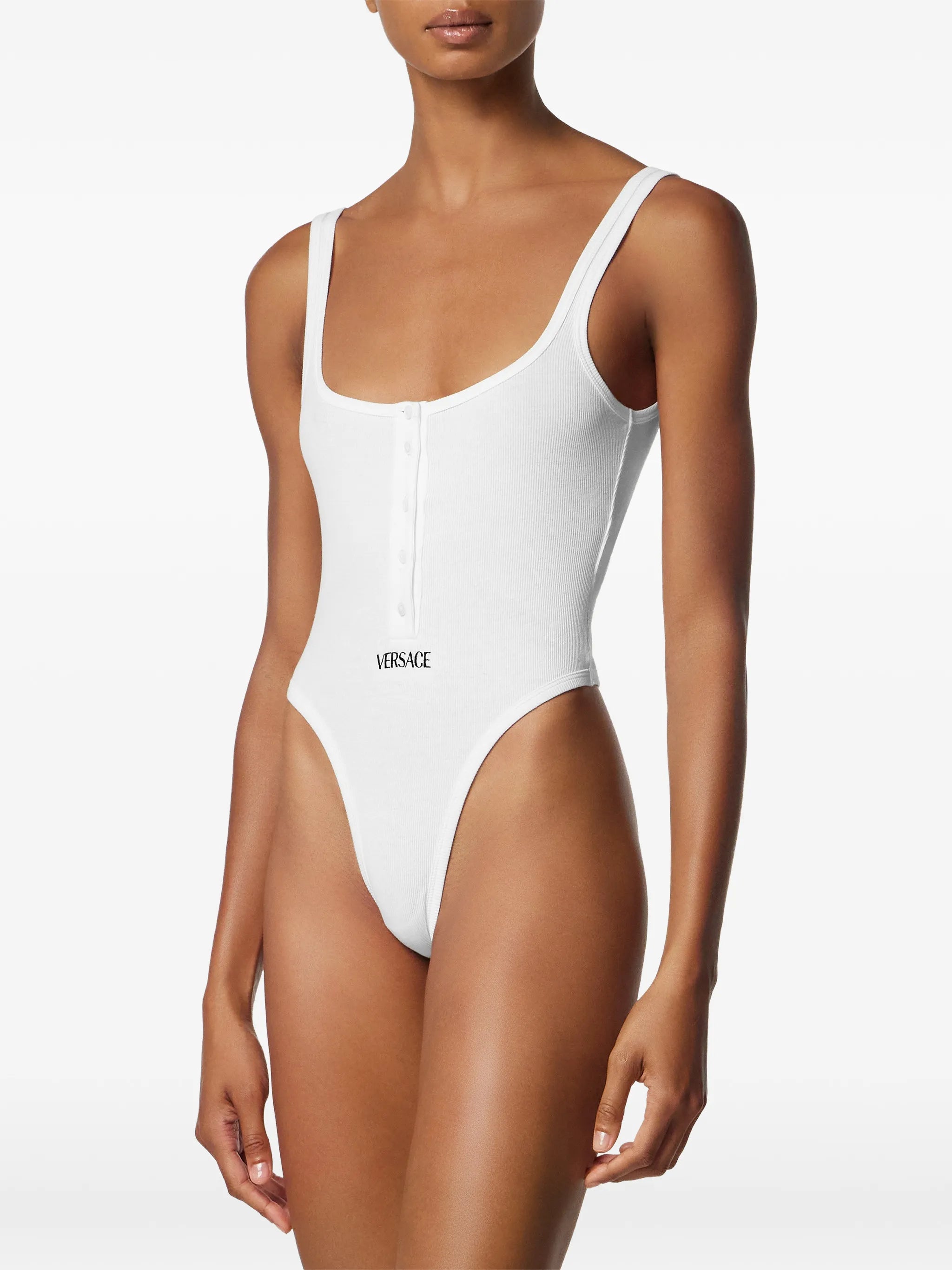 logo-embroidery ribbed bodysuit